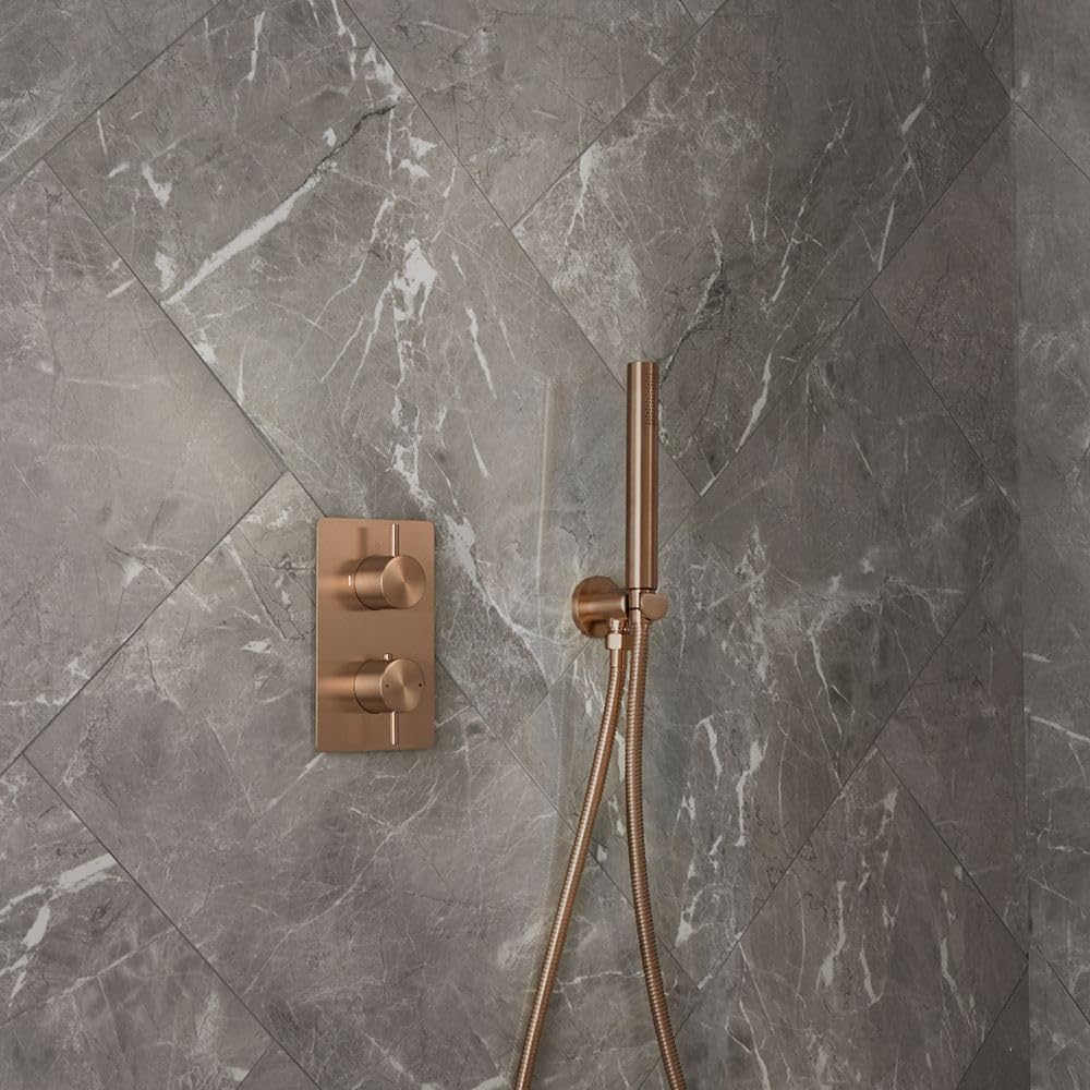 Milano Brushed Copper Otto Thermostatic Mixer Valve Hand Shower Handset