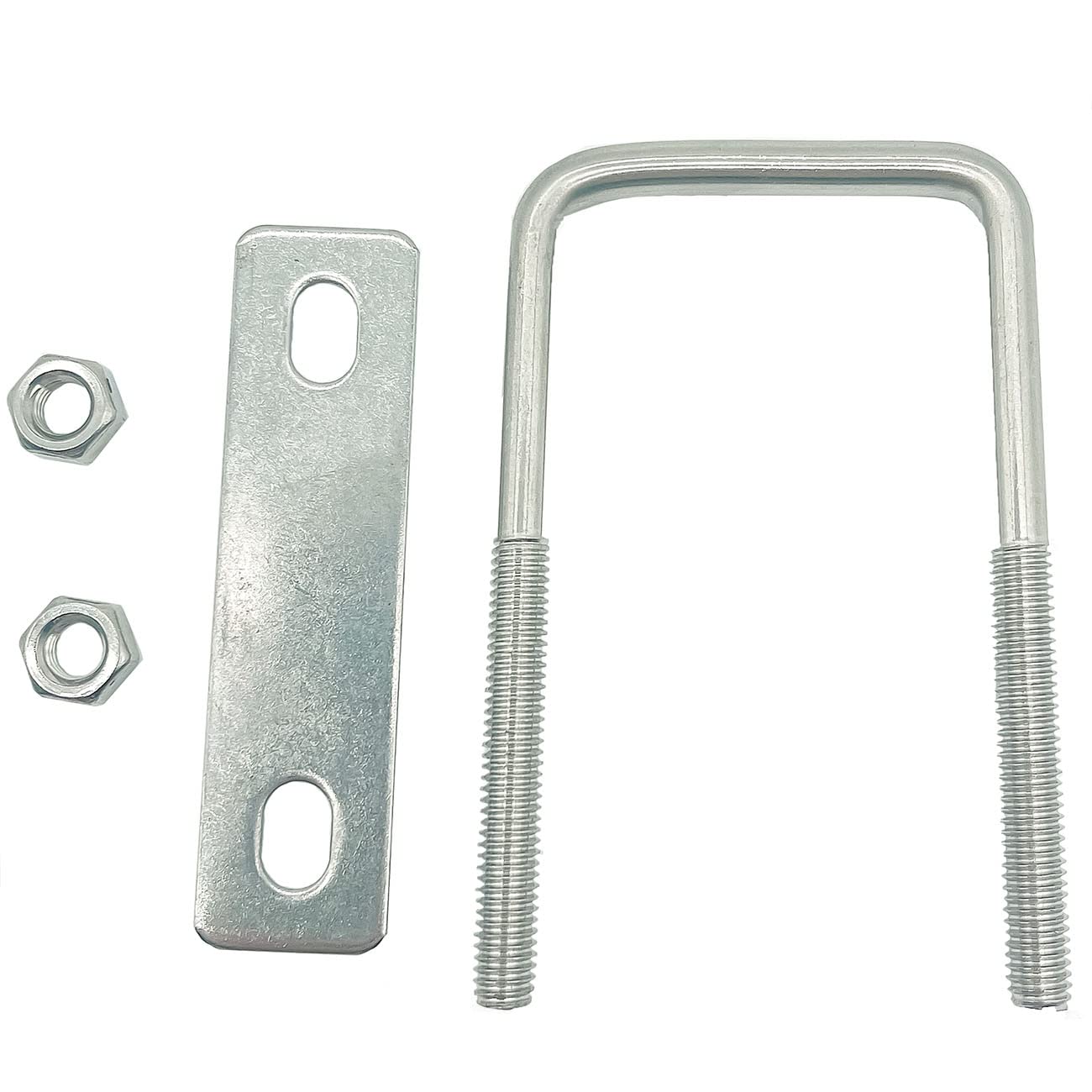 4pcs Square Brackets U Bolts U-Clamp Roof Box Fixing 304 Stainless Steel M6 With Nuts, Frame Plate, For Pipeline, Construction Installation And Industrial Applications