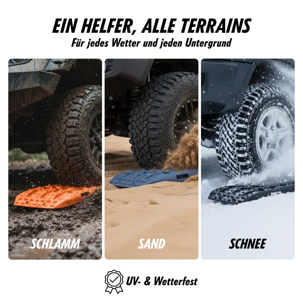 IYC4x4 Sandbleche Anfahrhilfe Bergungshilfe Traktionshilfe Reifenleiter Kunststoff (Stealth Grey, 2x Sandbleche)