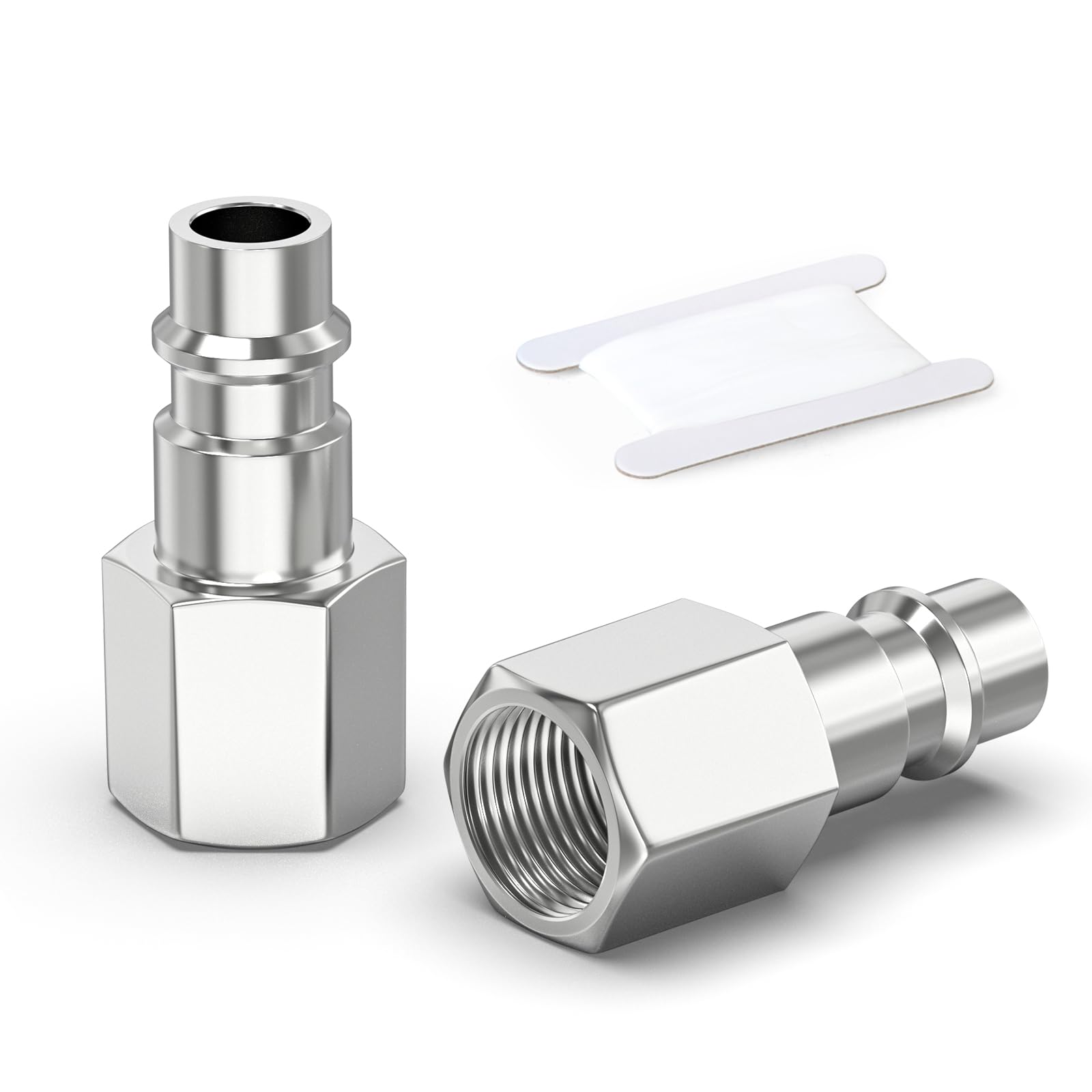 GASHER 2PCS 1/4 Inch Air Line Connectors, 1/4" BSP Female Thread Euro Airline Hose Compressor Fittings