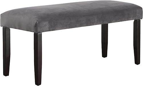 Steve Silver Furniture Napoli - Banco de comedor de terciopelo gris, banco de entrada, banco de dormitorio para extremo de cama, diseño de