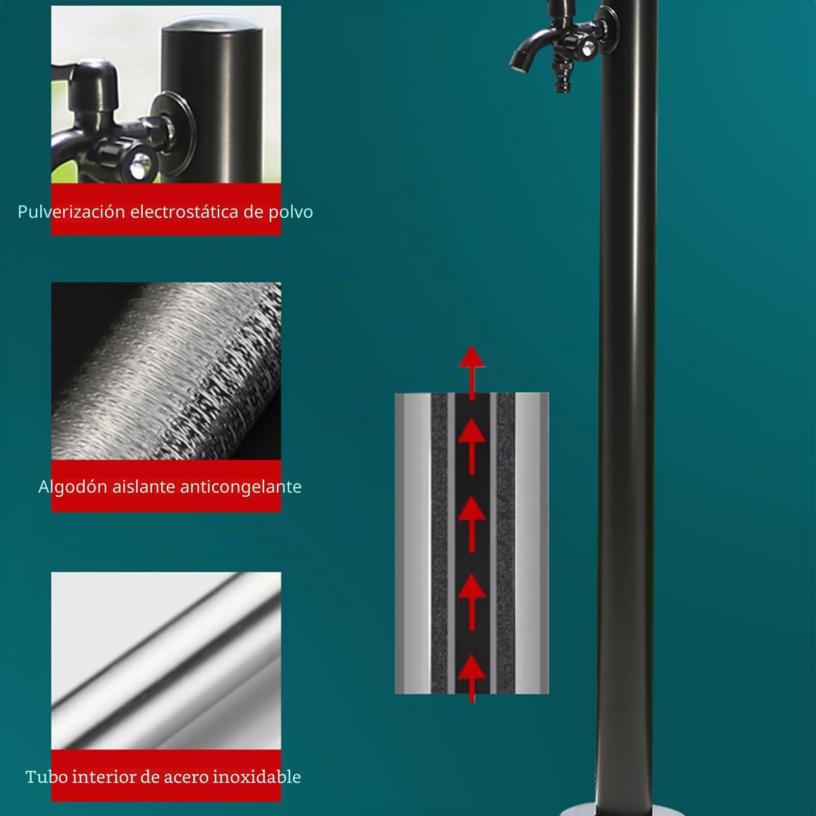 Columna de Agua Inoxidable para Jardín - Grifo Exterior con Fuente y Estación Dispensadora