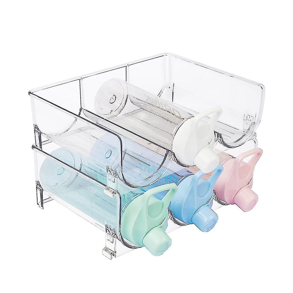 VHG Water Bottle Organizer for Cabinet - Stackable Water Bottle Storage Rack (2 Pack) - Wine and Drink Organizer Stand for Refrigerator-6 bottle - Plastic Wine Rack/Drink Bottle Holder - thick plastic-image-16