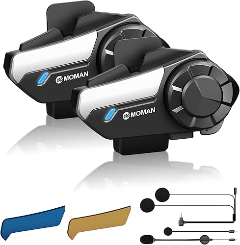 Miniatura 1 de Moman H2 - Auriculares inalámbricos para casco de motocicleta, intercomunicador para 2 ciclistas, sistema de comunicación con cancelación de ruido,