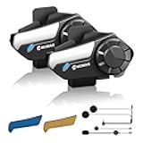 Motorcycle Intercom, H2S【H2PRO Upgrade】 Motorbike Helmet Speaker 2-Way 1000M Communication Headset with Triple Noise Cancellation/Audio Multitasking/Hi-Fi/Music Sharing/FM/AI Voice, 2 Pack