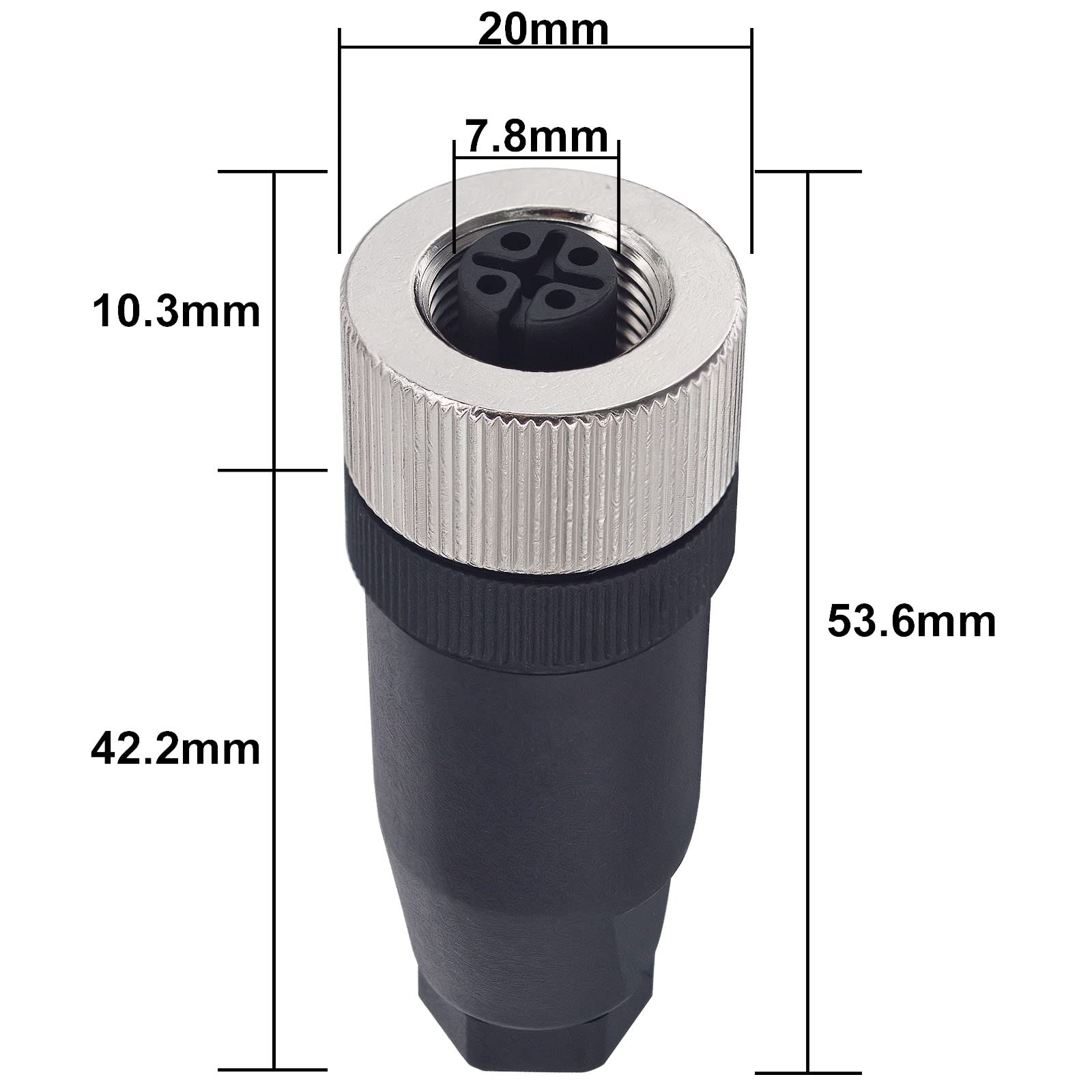 M12 4-Pin Female Circular Aviation Connector Plug 12mm Waterproof Circular Aviation Connector Plug Adapter 4 Pack - Image 3
