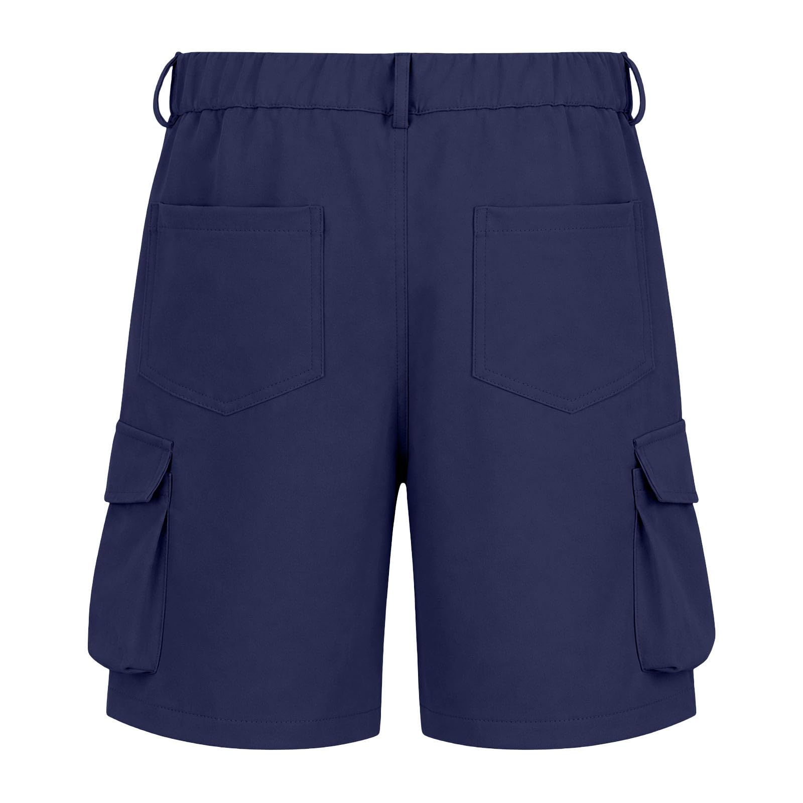 Generisch Kurze Hose Mädchen Sommer Bermuda Cargo Shorts Hohe Taille Cargoshorts mit Elastischem Bund und Taschen Wandershorts Einfarbige Knöpfen Stoffshorts Stretch Casual Cargohose Outdoor Golfhose