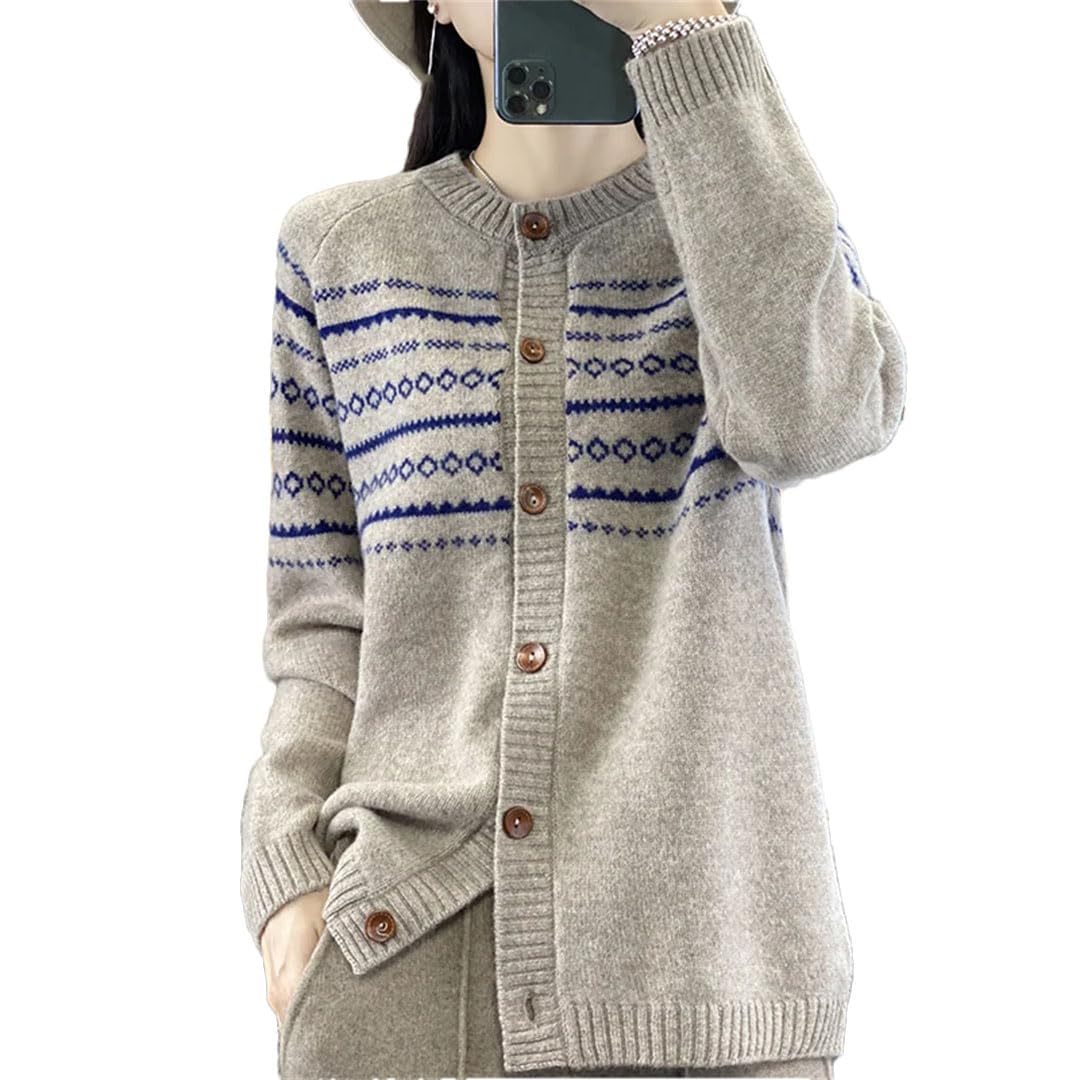 Disimlarl Damski sweter z mieszanki wełny kontrastowy sweter dzianinowy sweter okrągły dekolt ciepły dzianinowy kardigan, ŻÓŁTY, XXL