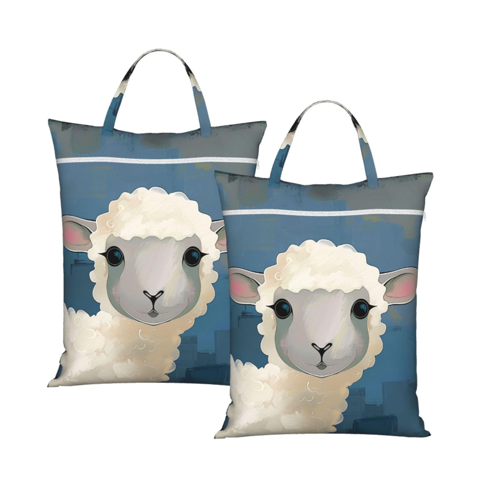 Large Travel Laundry Bags,Sheep art Print with Handle Foldable Laundry Bag for Holidays Gym Swimming and Family Trips, 2Pcs
