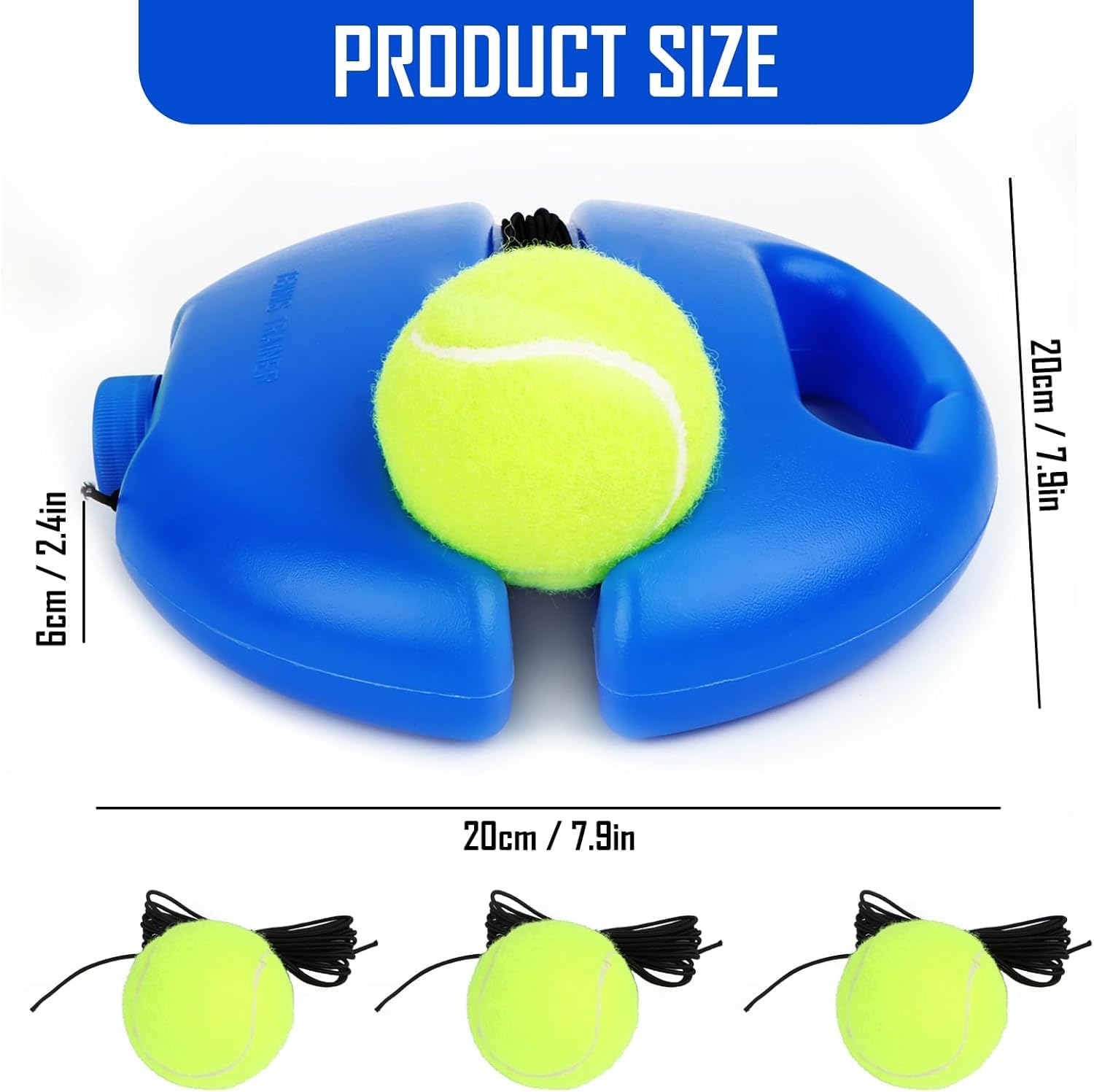 Byffoer Tennis Trainer - Set da tennis, con 2 palline di rimbalzo, elastico, per allenamento di tennis, per adulti, bambini, giocatori principianti