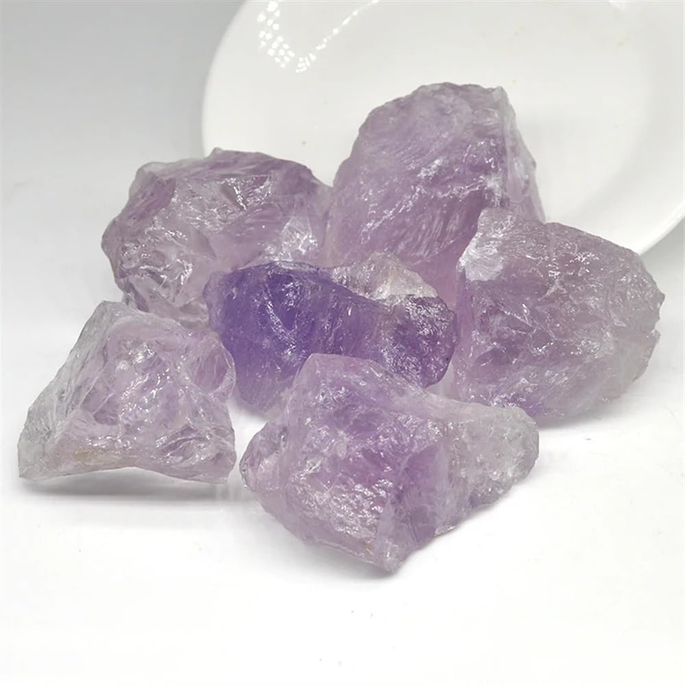 QINGQI schön Natürlicher Heller Amethyst-Rohstein, Mineralienproben, große Trommelsteine, heilende Quarzkristalle, Reiki-Edelstein-Kollektion Geschenk (Size : 500g)