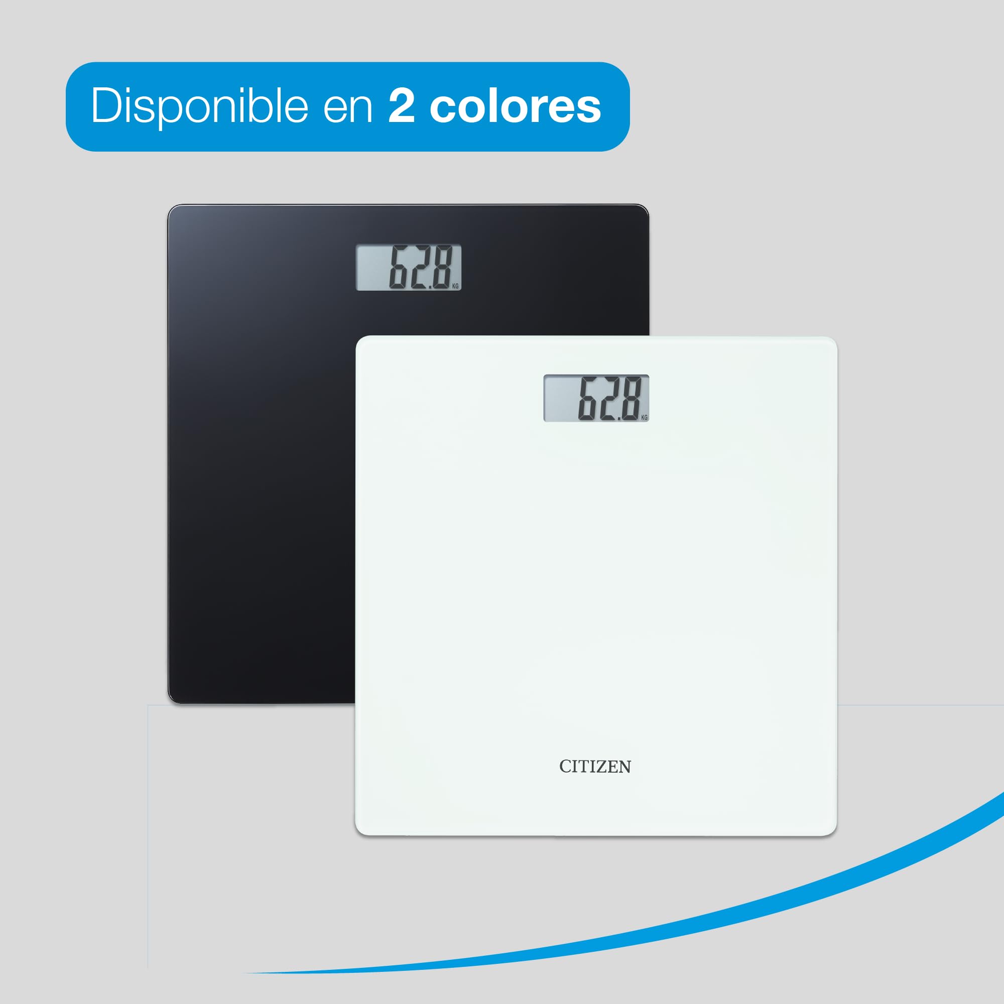 Citizen Bilancia Pesapersone Digitale in Vetro Temperato, Bilancia da Bagno Precisa 0,1 kg con Display LCD Grande, Tecnologia Step-On, Design Ultrasottile 22 mm, Bianco