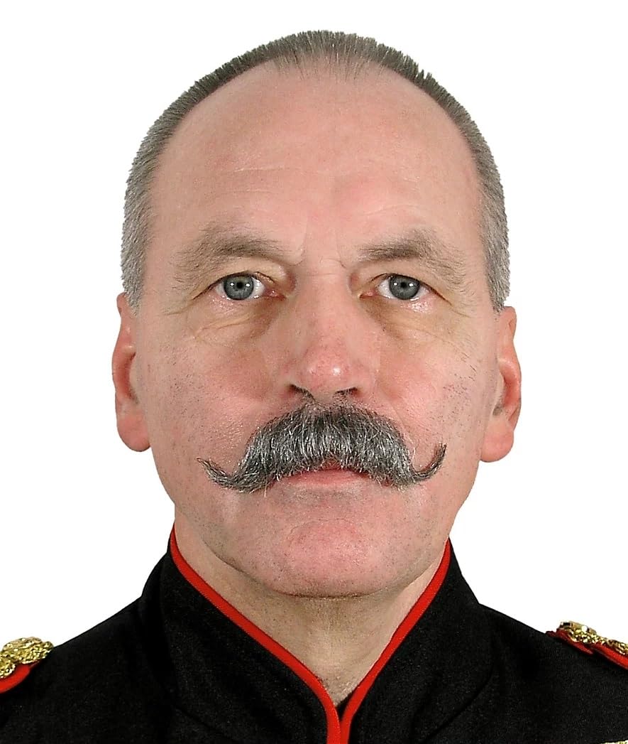Wilhelm professioneller Oberlippenbart - schwarz - Schnauzer - Bart aus Echthaar Verkleidung Kostüm-Accessoire Karneval Fasching (inkl. Hautkleber)