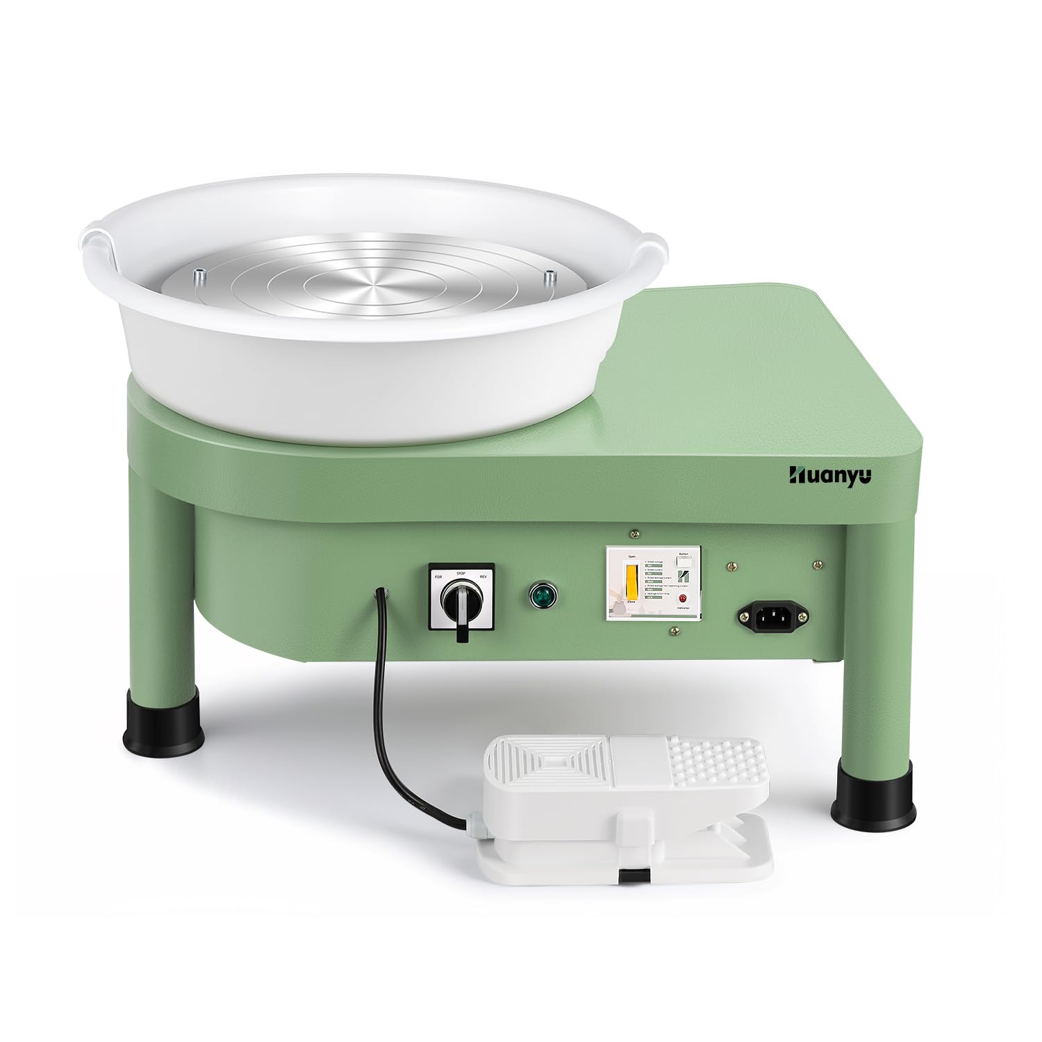 Huanyu 30cm Töpferscheibe mit Fledermaus-System 350W Elektrische Töpferscheibe für Erwachsene und Anfänger Professionelle Töpferscheibe mit Töpferwerkzeugsatz (Grün)
