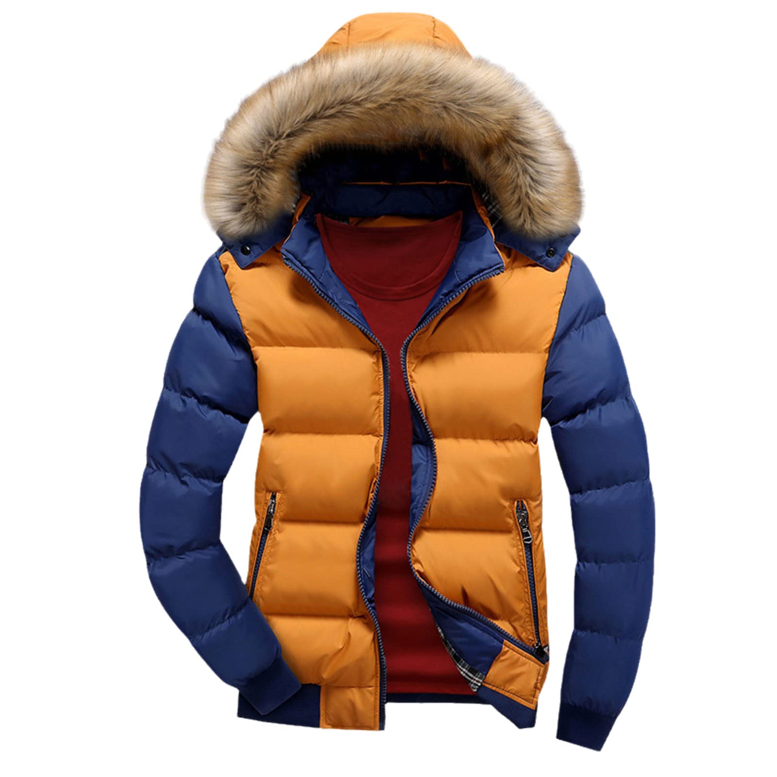 Piumino da uomo Inverno Casual Capispalla con cappuccio Caldo Parka Soprabito da uomo Solido Spesso Pile Cerniera Giacche
