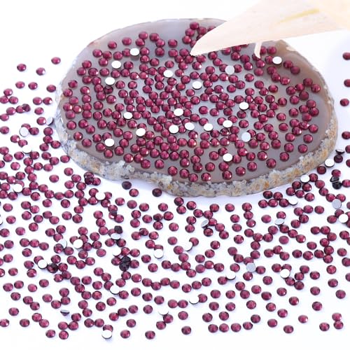 Image of Purple Flatback Rhinestones, Glass Rhinestones for Nail Art and Craft, Glue Fix, Loose Crystal Gemstones(Purple, SS8, 2880pcs, 2.3-2.5mm)