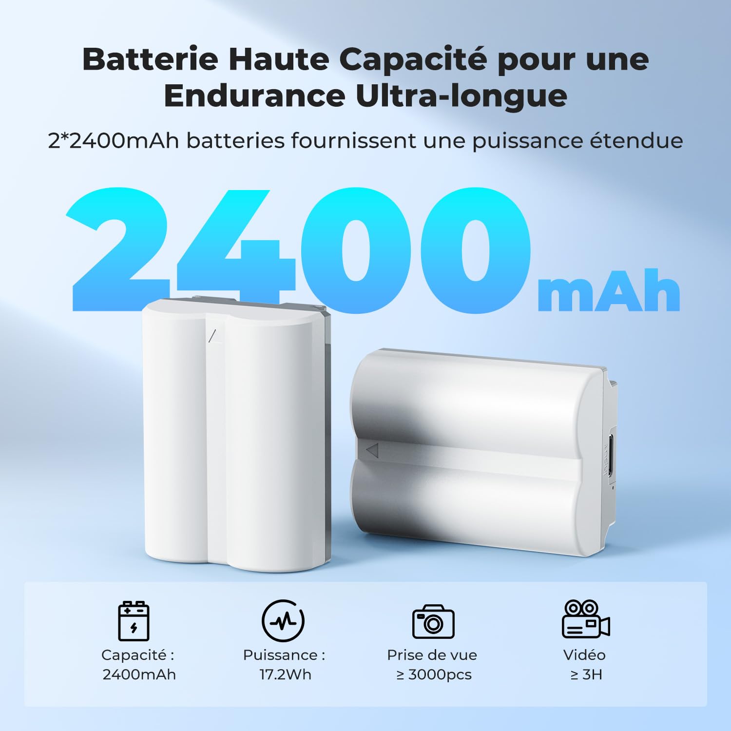 K&F CONCEPT NP-W235 Batterie avec Connecteur de Charge Directe de Type C Compatible avec Fujifilm X-T5, X-T4, GFX 100S, X-H2S, GFX 50S II, VG-XT4 (1 Batterie)