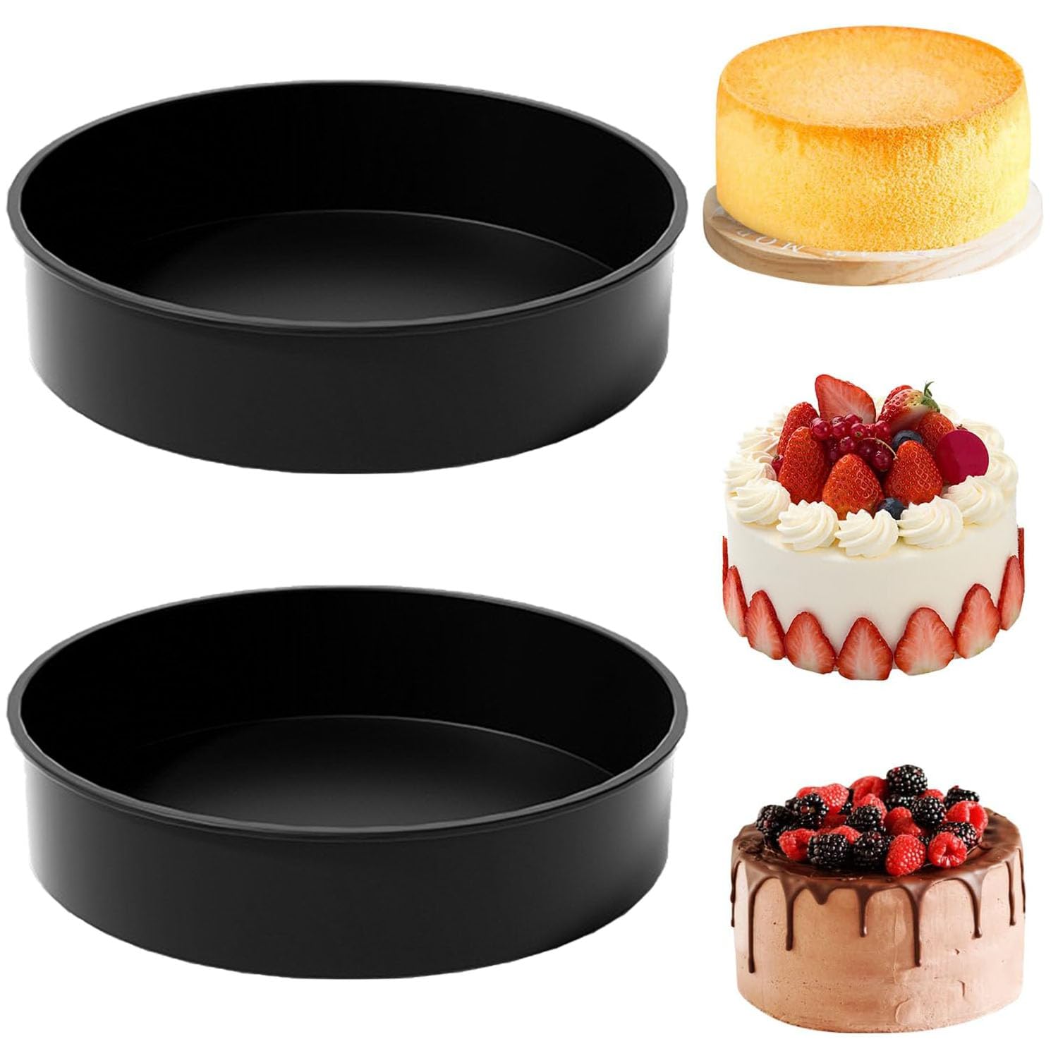 YXHZVON 2PCS Silicone Cake Tins for Baking, 10 Inch Round Silicone Cake Mould, Round Cake Baking Pan for Cakes Puddings Bread Muffins (Black)