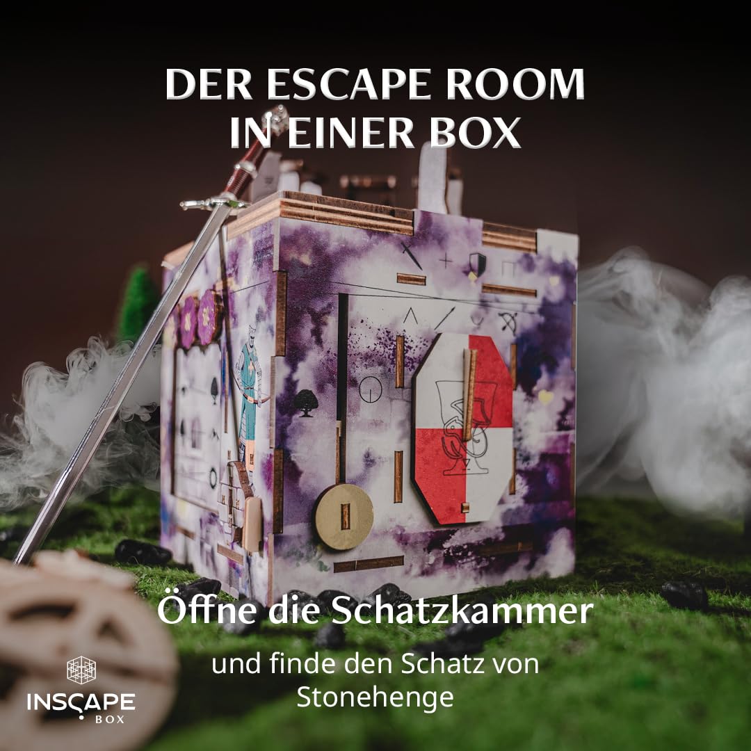 INSCAPE Cluebox Stonehenge´s Legacy interaktives 3D Holzpuzzle mit geheimen Mechanismen - Erlebe das Escape Room Spiel– Ideal für Rätselfans und Erwachsene - Rätselbox - Puzzle Box - Geschenk
