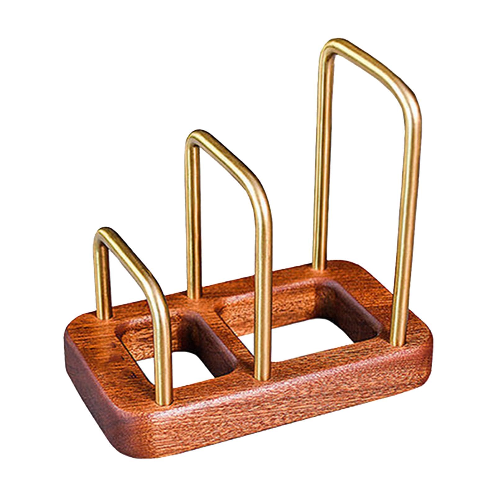 Chopping Board Rack - Wood & Stainless Steel Cutting Board Rack | Chopping Board Holder | 16.6x10cm Chopping Board Stand | Kitchen Countertop Organiser Rack For Cutting Board. Plates, Trays, Pans