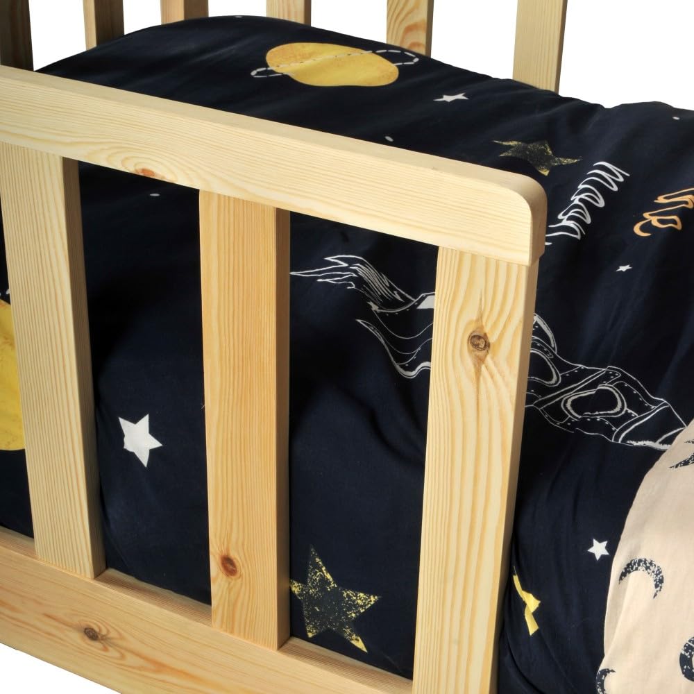 WEBER INDUSTRIES Lit cabane Kiwi 70x140 + 1 sommier + barrière/Bois Clair | 1 sommier inclus, Barrière incluse