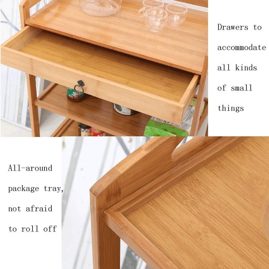 Carrito de Cocina de Madera con estantes y Ruedas, Multiusos para Servir té, Vino y Utensilios, Ideal para el hogar, restaurantes y hoteles.