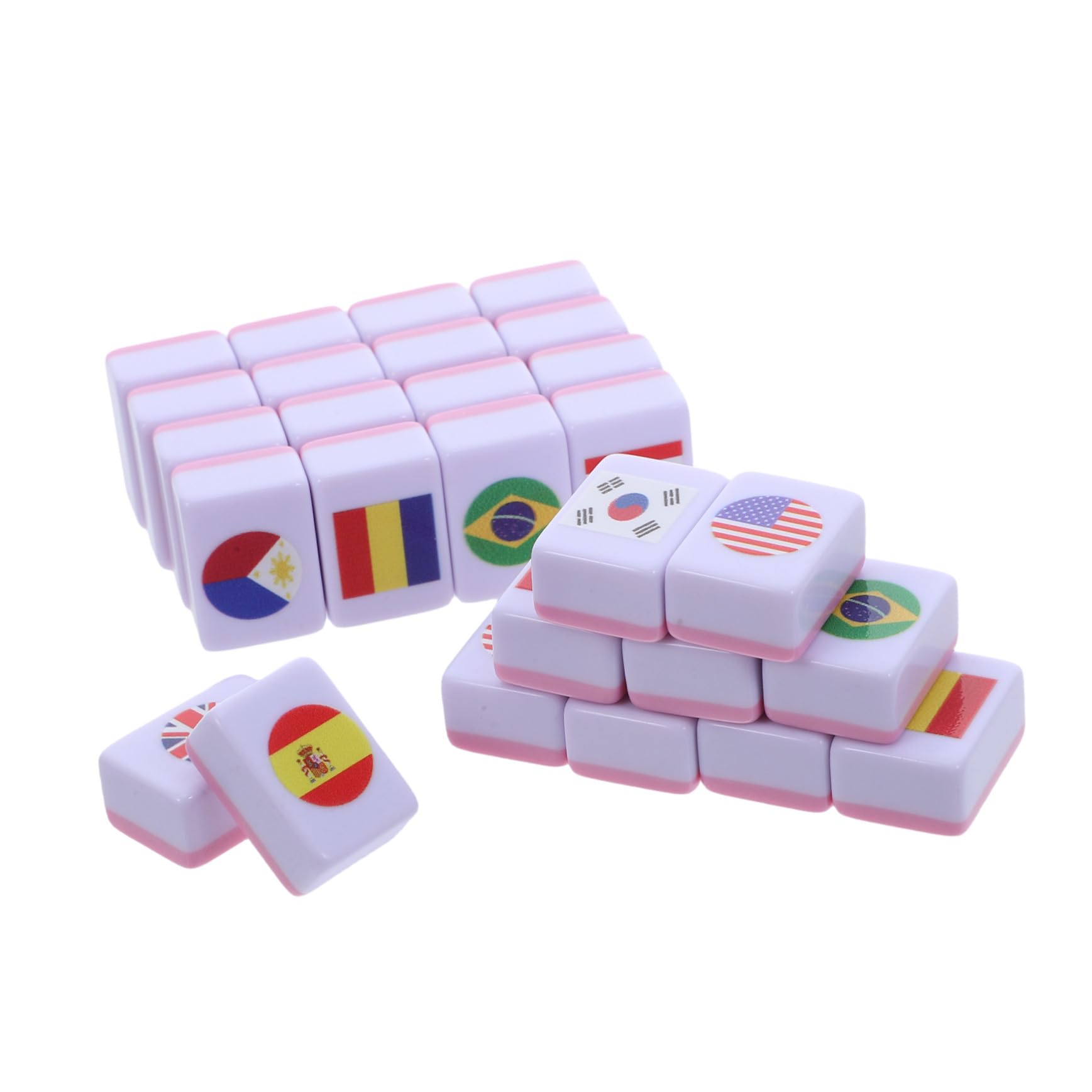 ERINGOGO 64 Elementy Gry Planszowej Mahjong Z Flagami Narodowymi Flagi Międzynarodowe Dopasowywanie Flag Małe Płytki Mahjong Przenośna Gra W Płytki Gra Planszowa Z Flagami Państw