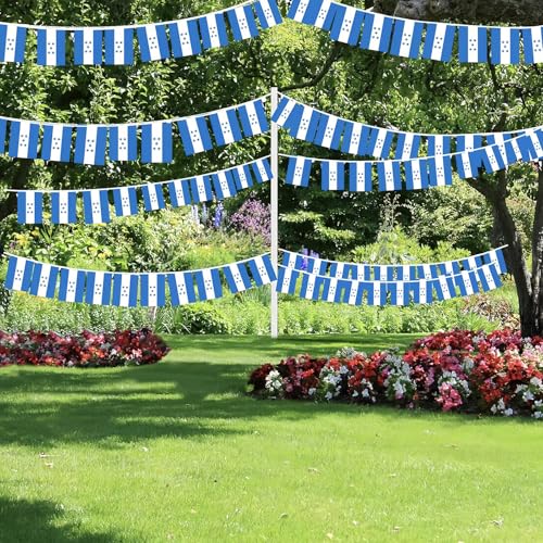 Image of AhfuLife 30 Pcs Honduras String Flags for Independence Day Decorations, Small Honduran Flag Bunting Banner - Double Sided for National Day Festival Party Decorations (5.5x8.3 Inch-33 Ft)