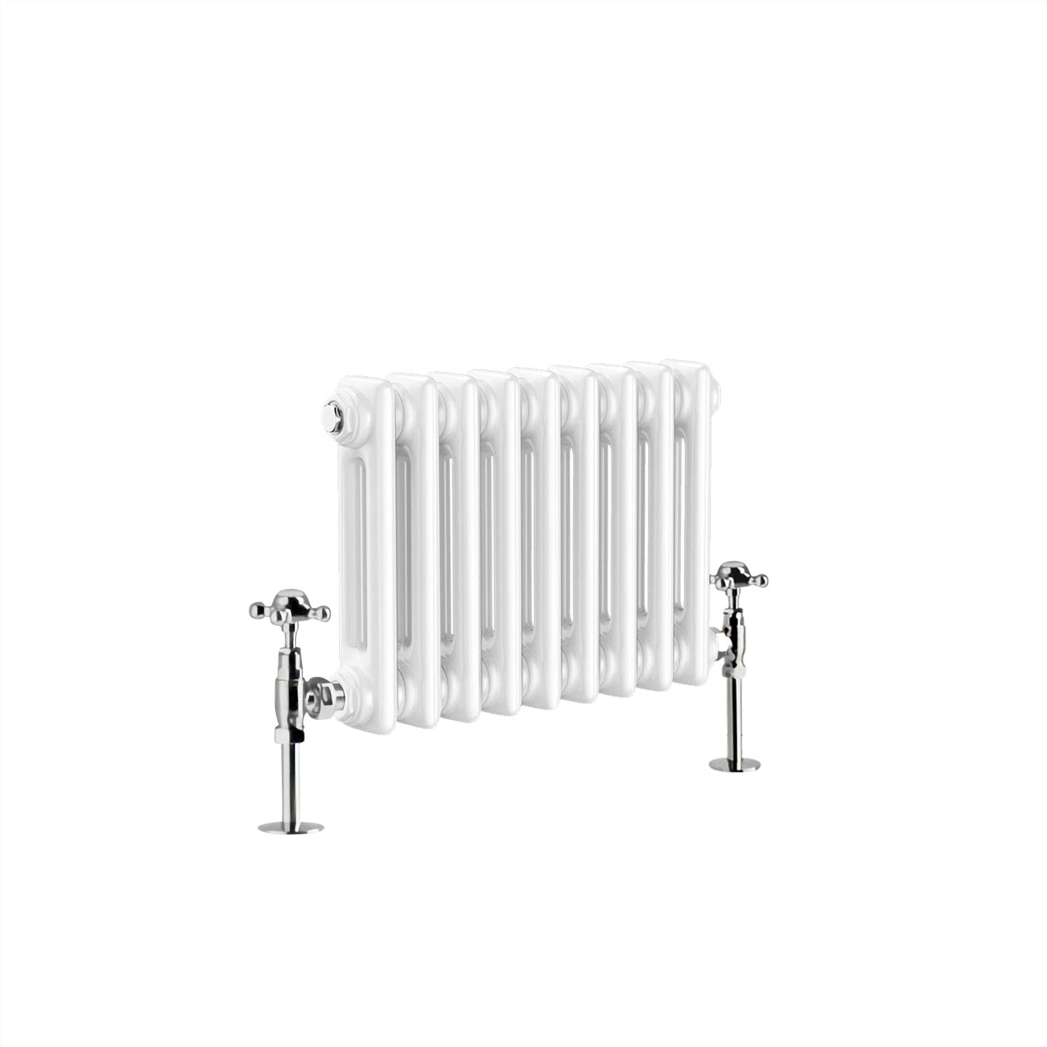 WarmeHaus - Traditional Cast Iron Style White Double Column Horizontal Radiator 300 x 425mm - Perfect for Bathrooms, Kitchen, Living Room