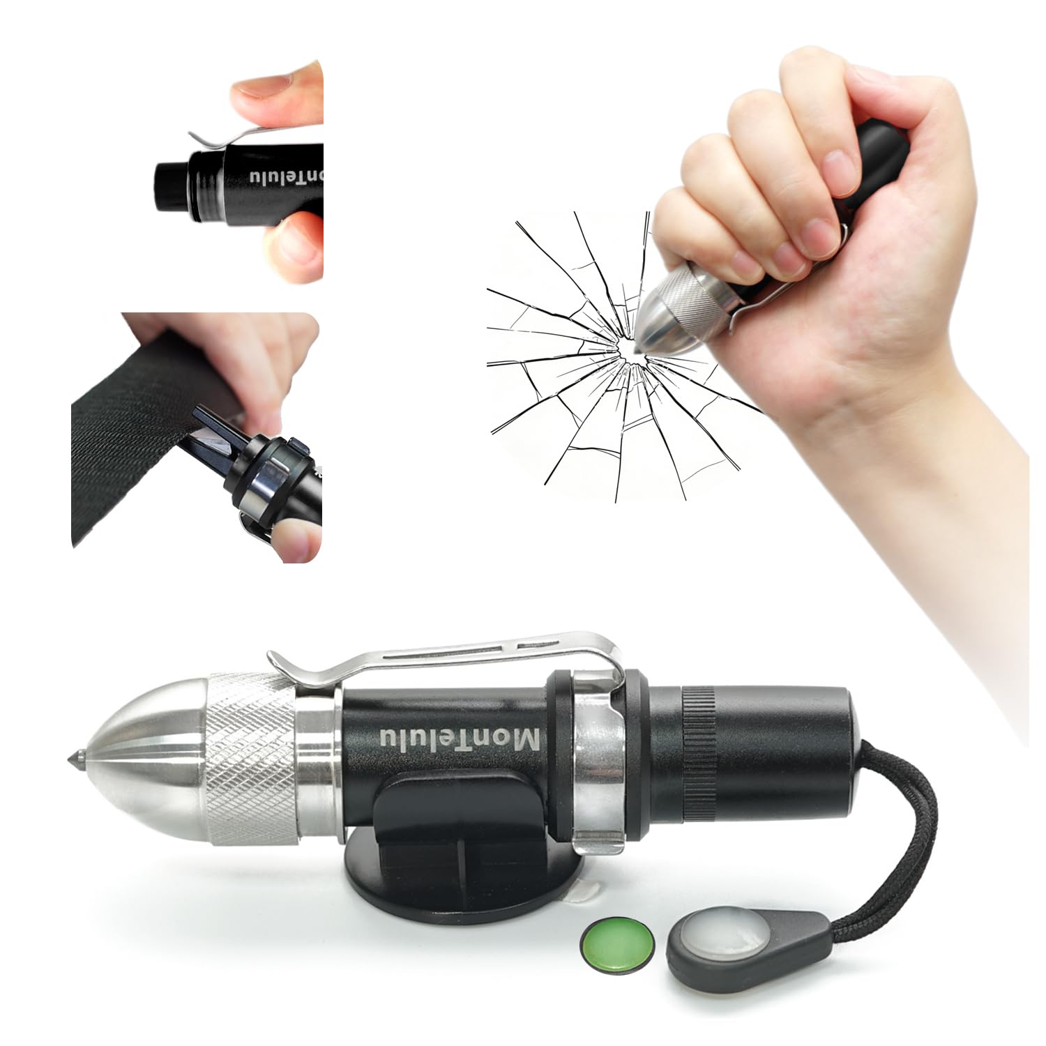 MonTelulu Car Glass Breaking and Seatbelt Cutter Emergency Escape Tool