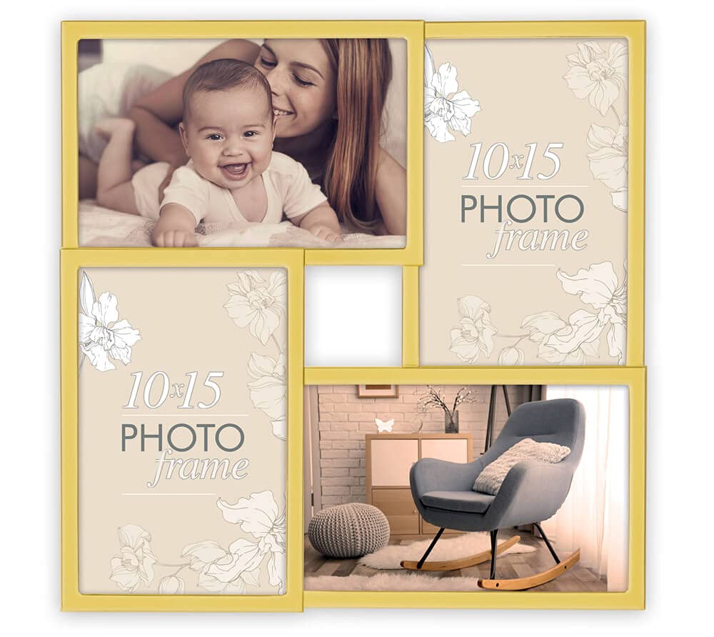 Cornice Portafoto Ulisem Con Stendibiancheria, 10 Clip, Per Foto Cartoline E Biglietti Per Concerti Pannello Portafoto Sospeso Biancogrigio 89020627