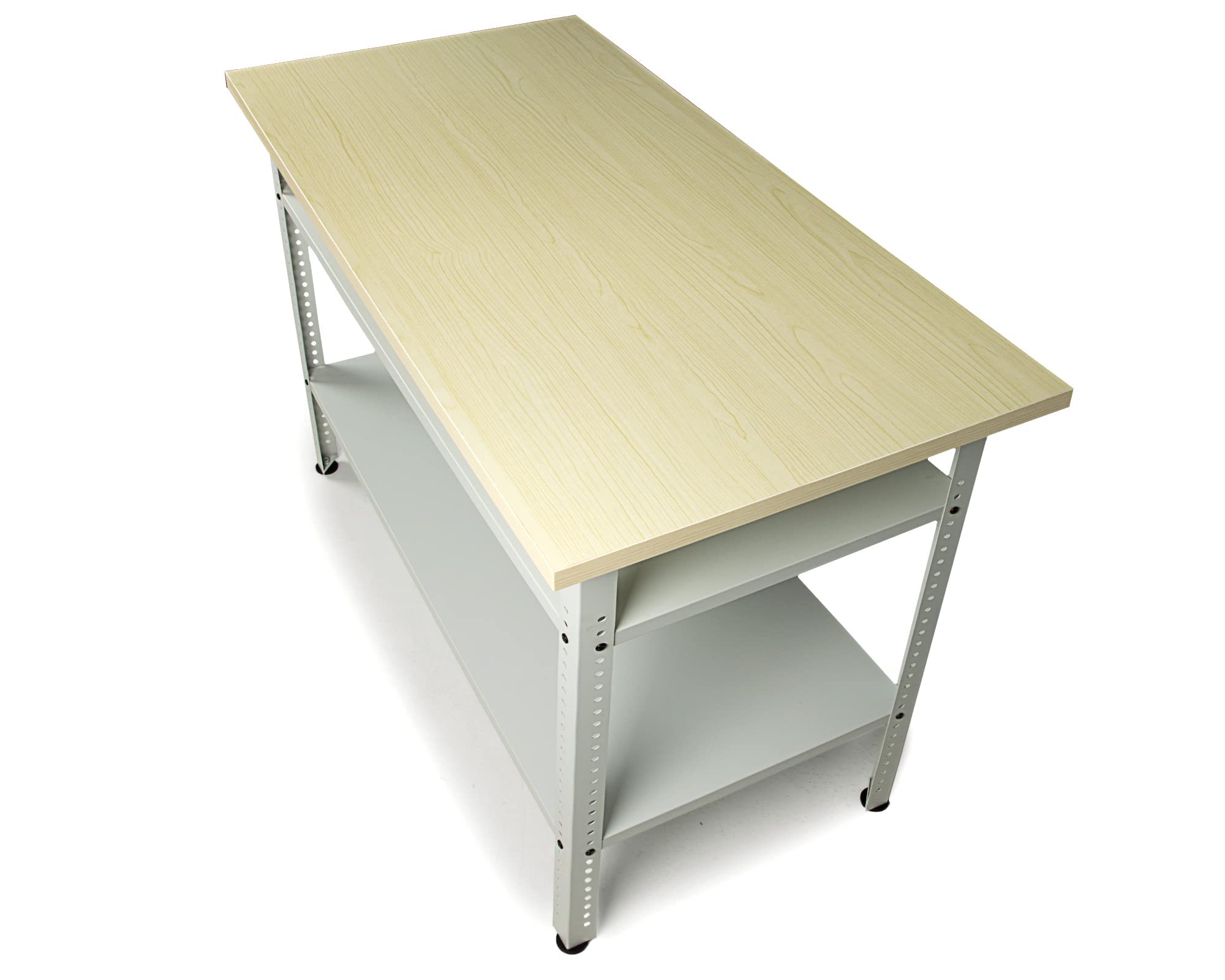 Ondis24 Nobbi Pro - Banco de trabajo (120 cm, metal, con superficie de trabajo, estantes de altura regulable, patas de ajuste, mesa de trabajo para ahorrar), color gris claro (95 cm)