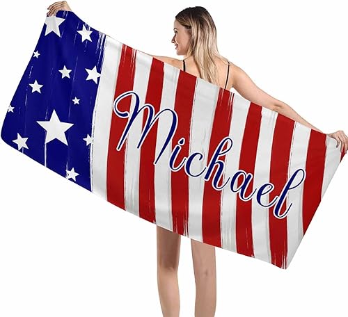 Miniatura 60 de Interestprint Toalla de playa personalizada con logotipo de secado rápido para él y ella, toalla de playa personalizada con texto blanco y morado