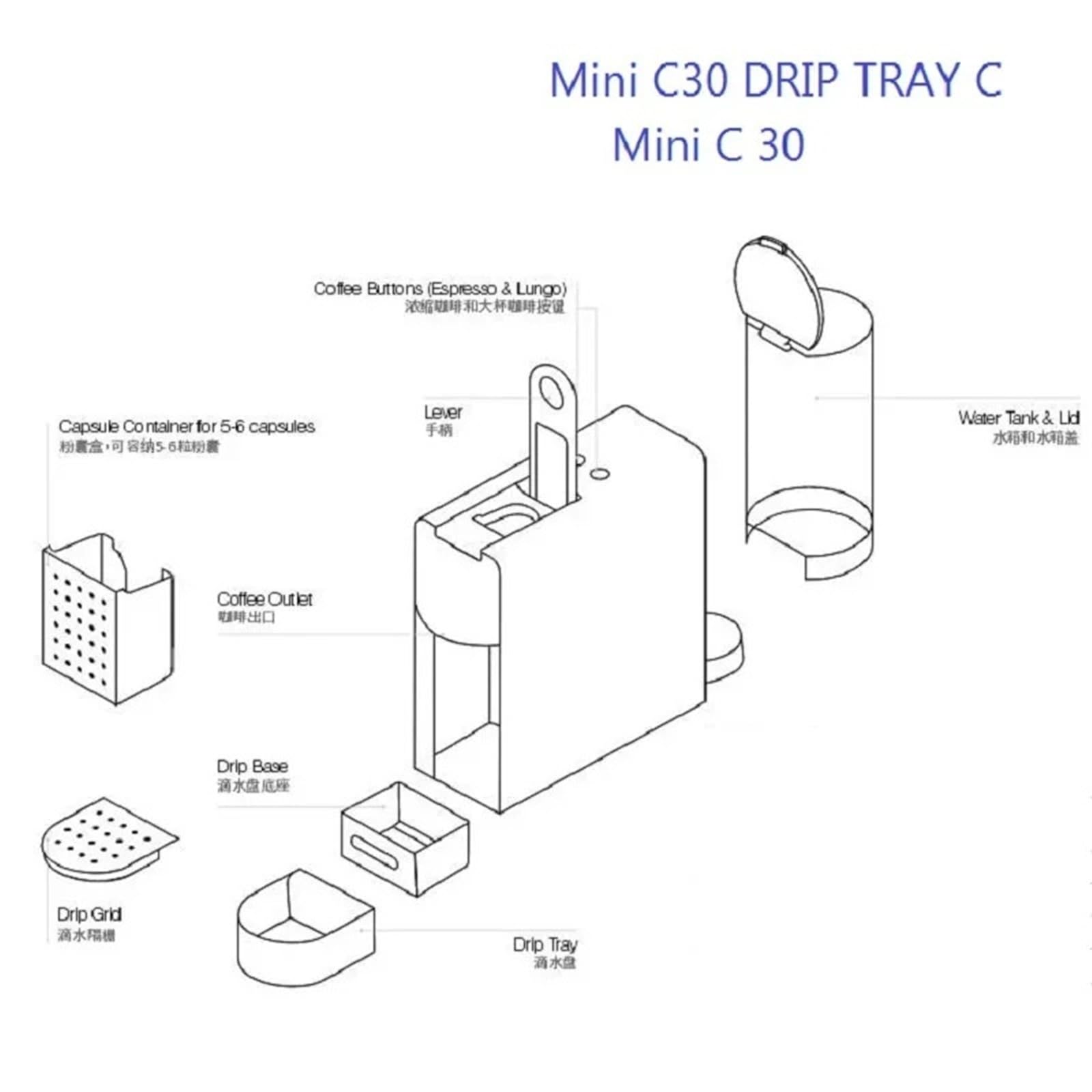 Compatible Con Bandeja De Goteo/contenedor De Cápsulas De Repuesto For Cafetera NESPRESSO,Essenza Mini C30(Drip Tray C)