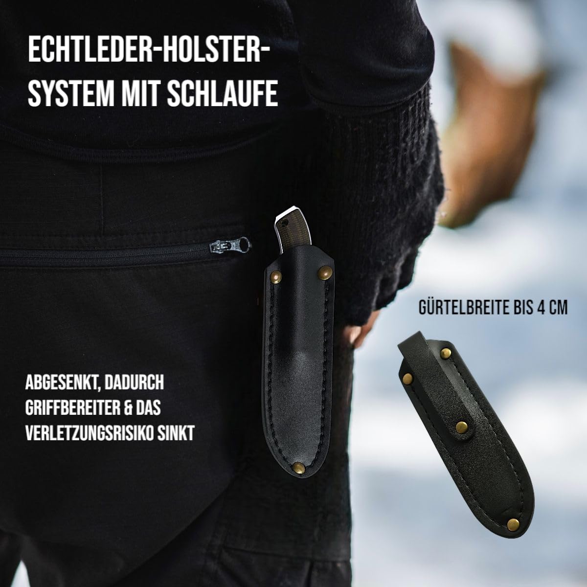 SK Wild Ones® Neck Knife Messer - Outdoor Neckknife Survival - Jagdmesser feststehende Klinge - Echtleder Holster Gürtelmesser & Micarta Griff - EDC Messer Outdoor - 440 C Edelstahl Wieland