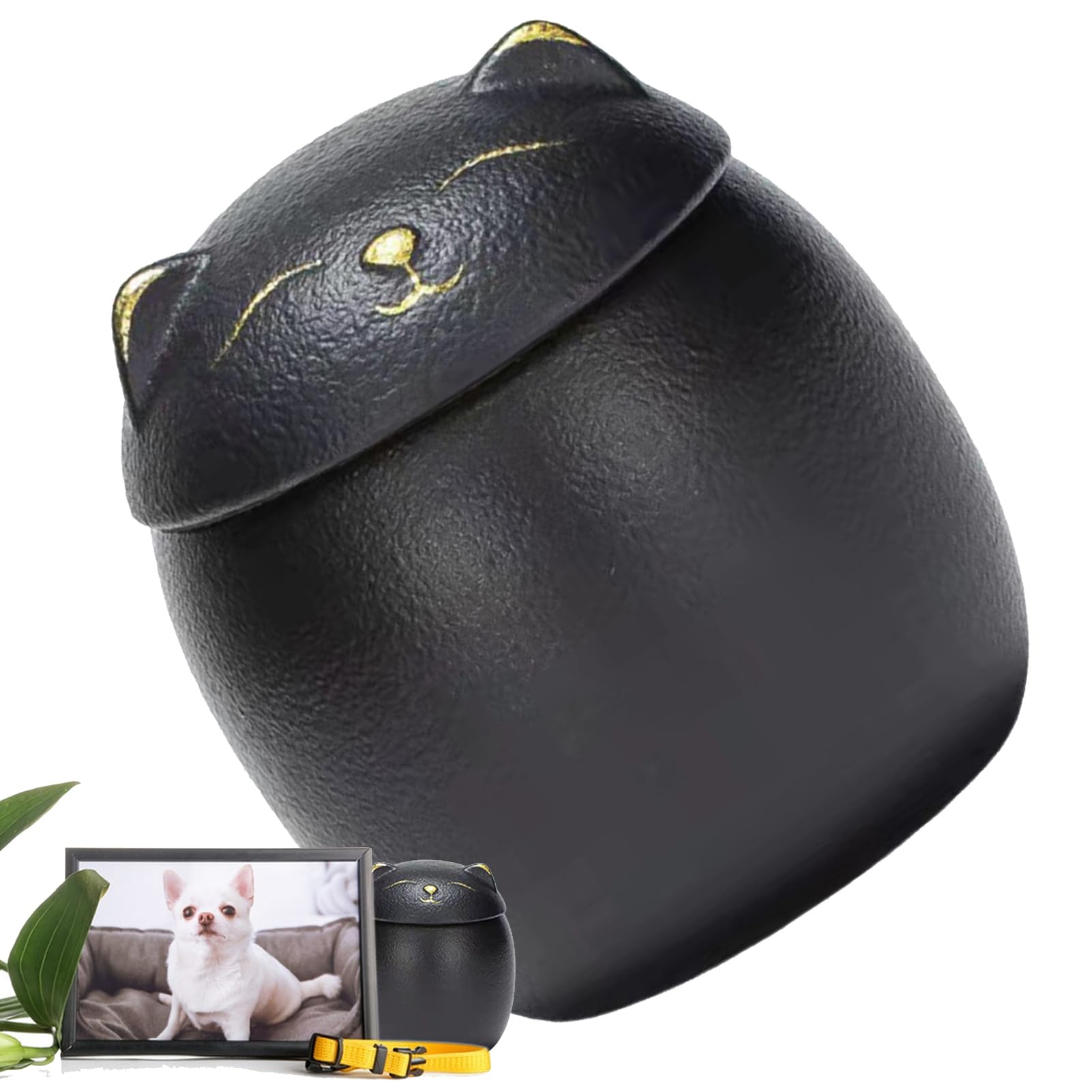 猫用骨壷 | かわいい動物の灰 犬用骨壷 - 装飾メモリアル火葬ボックス ペットの記念品 棚暖炉 炉棚/マントルピース テーブルセレモニー ヘアカラー 足跡プリント 石膏