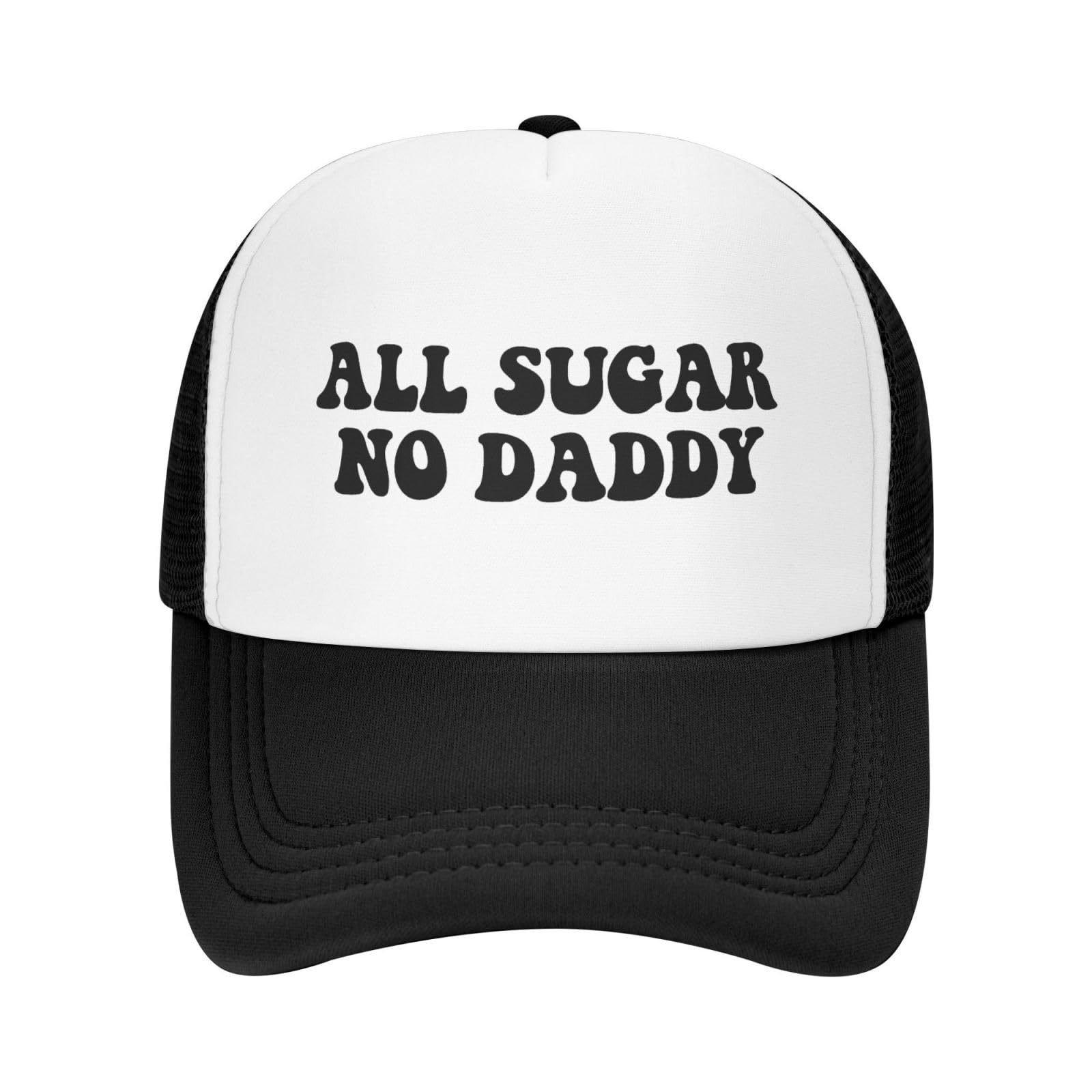 Aceprints Unisex Black All Sugar No Daddy Hat Mesh Baseball Cap Dad Trucker Hat