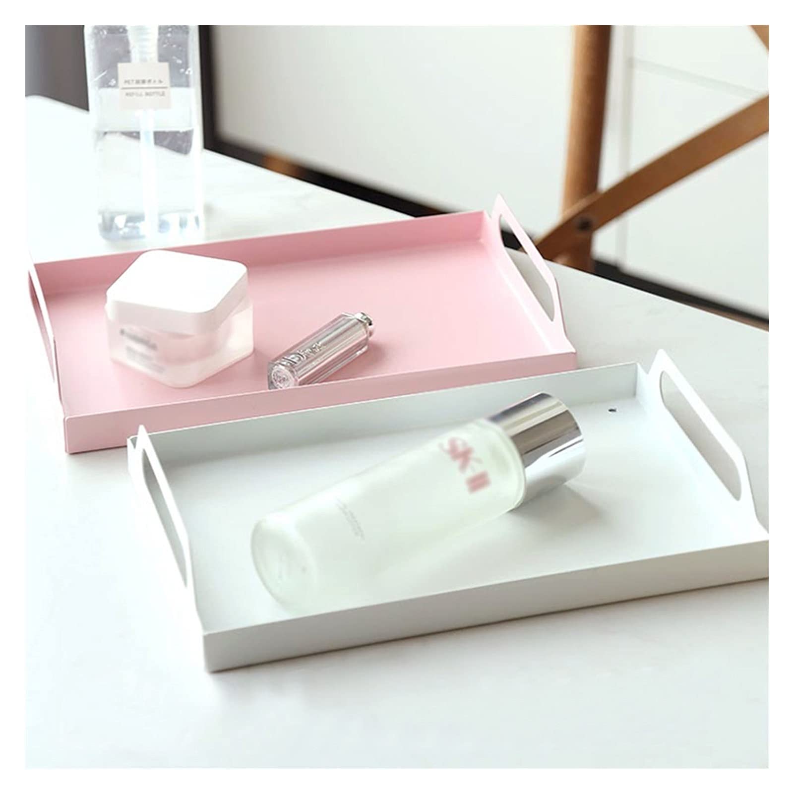 Bandejas para Servir Comida Bandeja de Servir y Bandeja, Hierro Forjado Rectangular con manija Bandería, Desayuno, decoración Granja Estilo Sirviendo Platos(B,L)