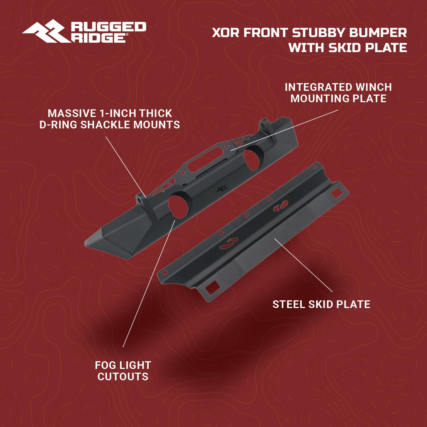 Rugged Ridge XOR Bumper, Front Stubby w/Skid Plate