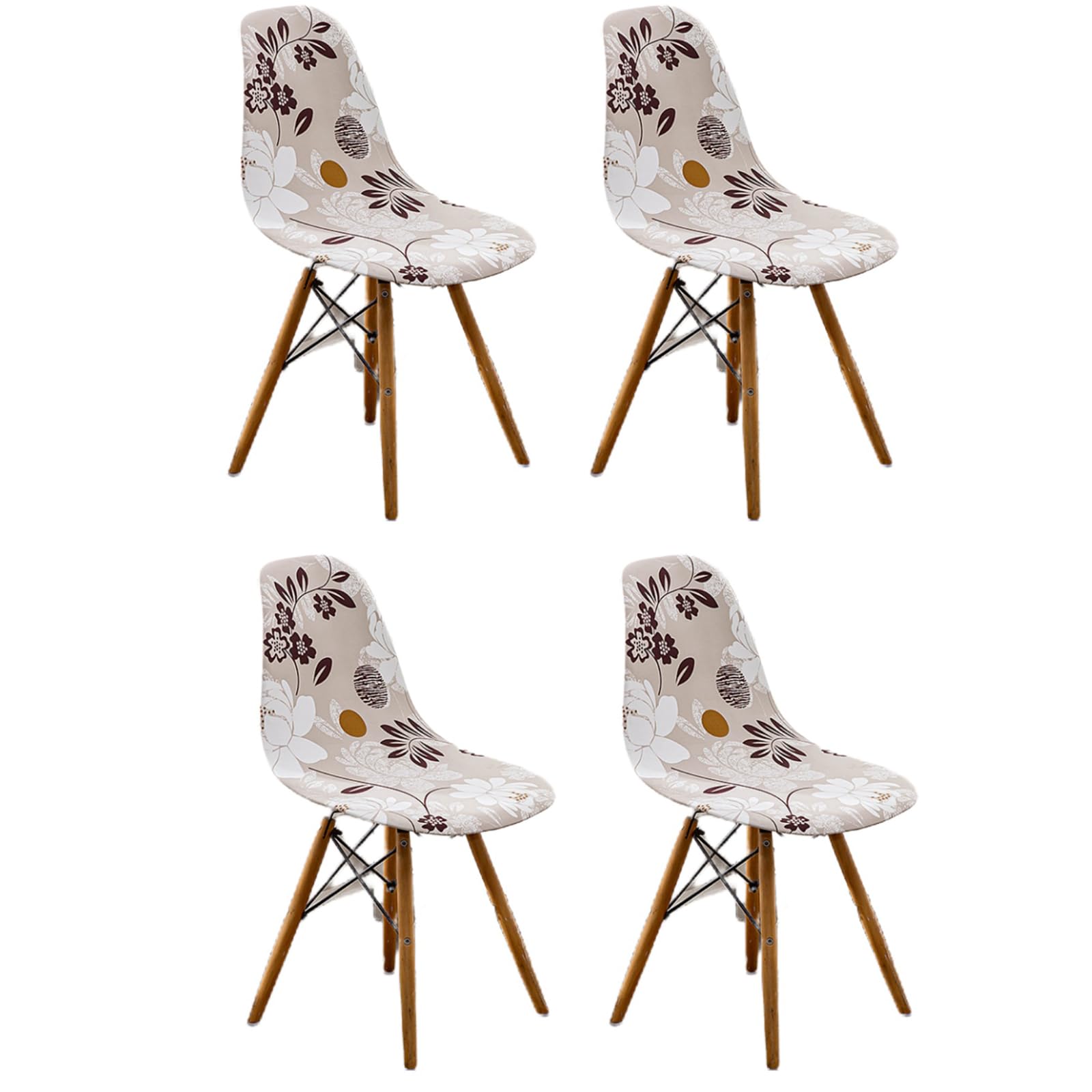 BSYMDH 4PCS Printed Shell Chair Covers Mid Century Modern Dining Chair Covers Shell Chair Cover Lounge Armless Chair Cover Armless Chair Protector Stretch Slipcovers for Dining Room and Office,18