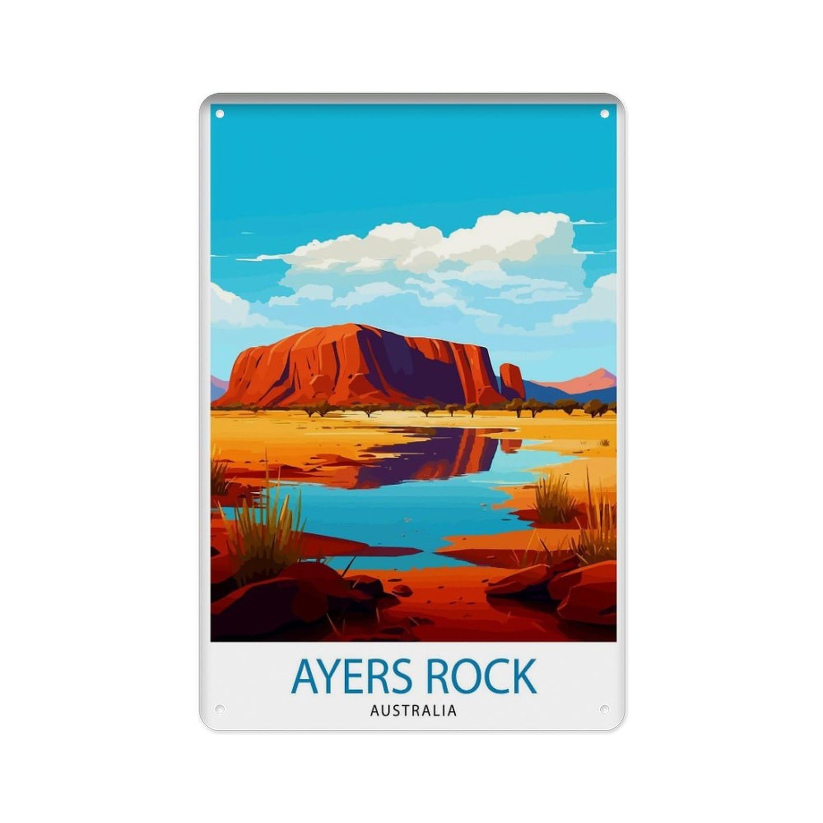 peiyeety Metal Tin Sign Uluruof Australian Journey - Uluru Poster Australian Icon - Red Center 8 X 12 Inch