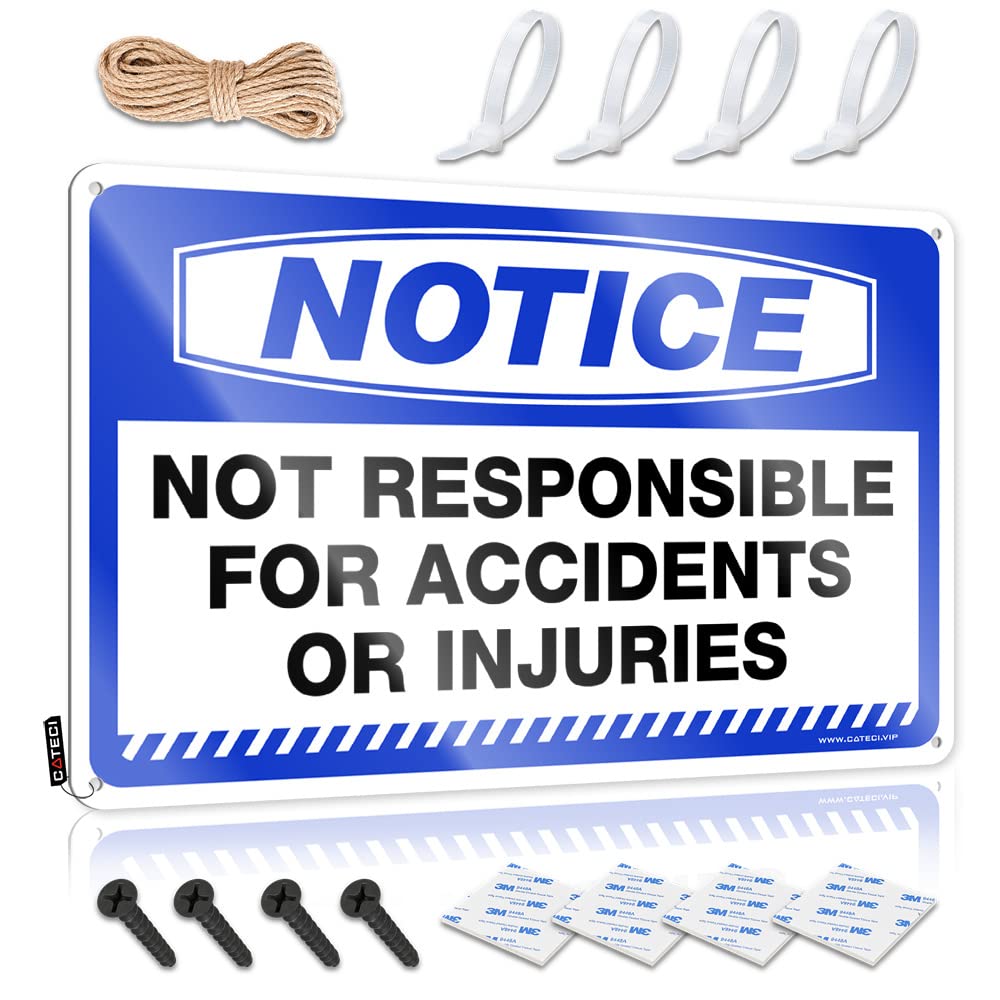 IBWNBBUSN Bar Tin Signs Vintage Notice Not Responsible For Accidents Or Injuries Tin Sign Bar Stuff For Man Cave Man Cave Signs For Men(30X40CM)