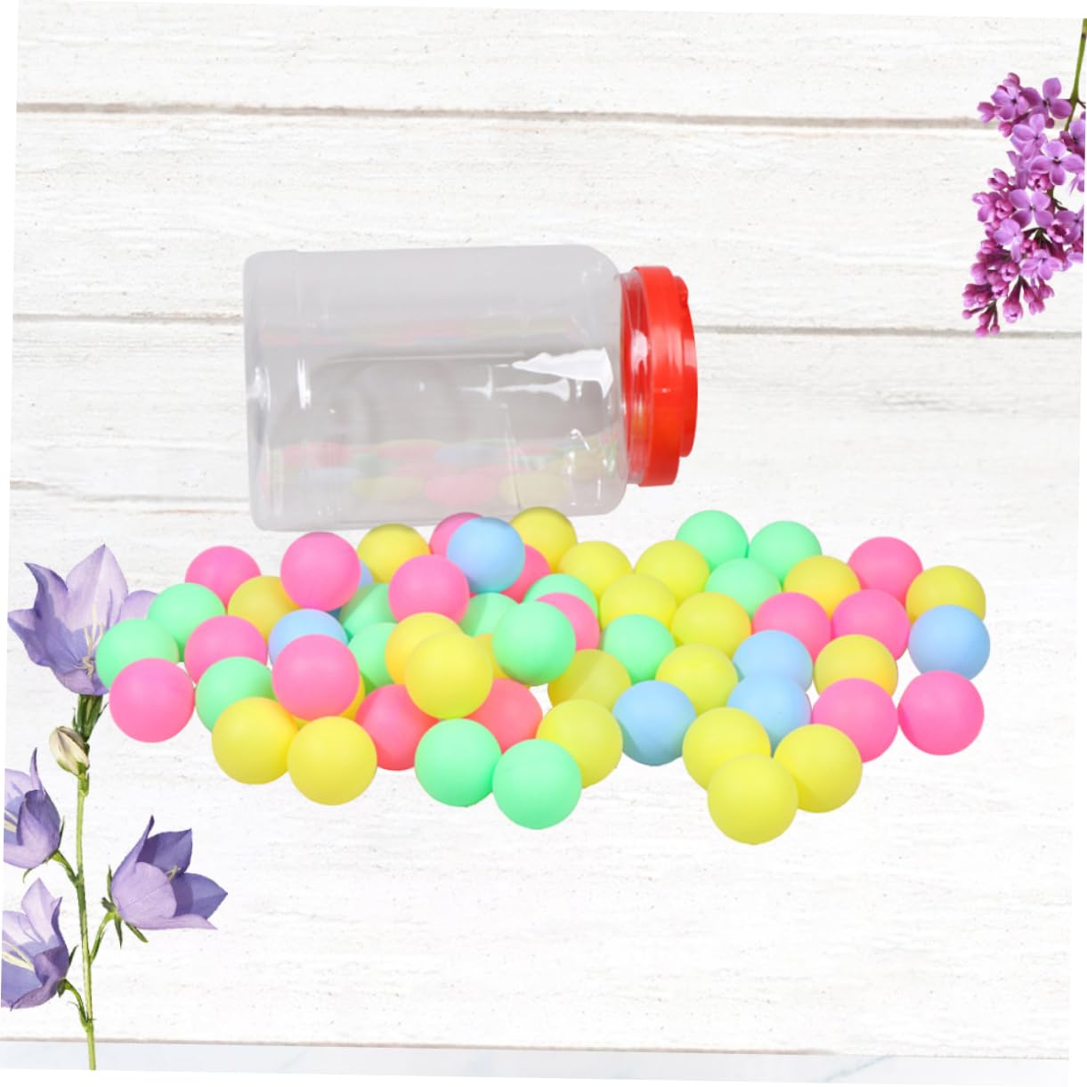 HANABASS 60 Pack Pong Balls for Table Tennis Brightly Colored Balls with Storage Bucket Perfect for Parties and Games