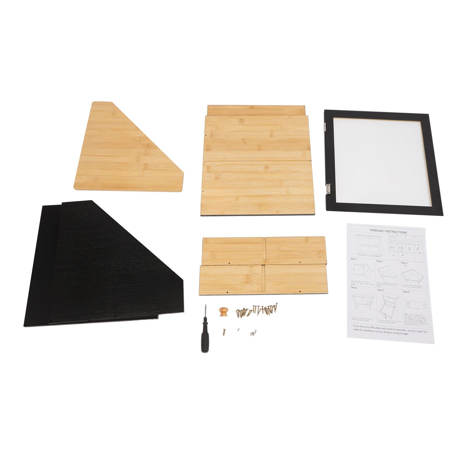 Chlebak, 2-poziomowy bambusowy narożny chlebak, 2-poziomowy pojemnik na pieczywo z drewna, czarny, z zamknięciem magnetycznym i okienkiem, 32 x 32 x 34 cm