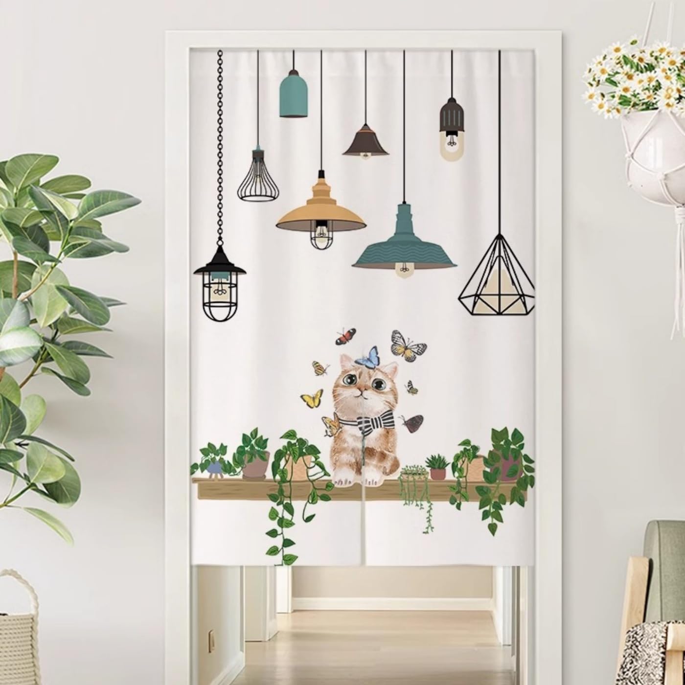 Guest Ruyunlai M05 Green Plants Japanese Noren Doorway Curtain, 80X150cm