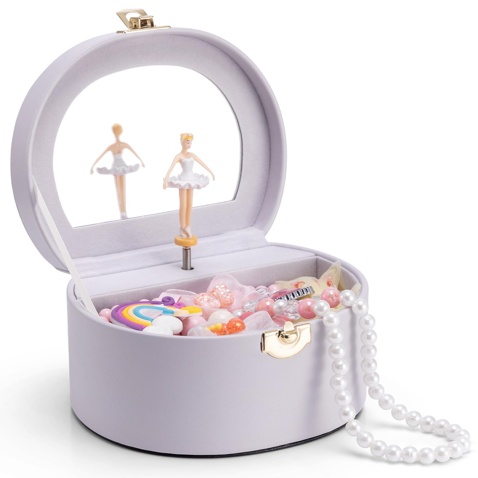 VLANDO Girls Jewellery Box with Ballerina, Musical Jewellery Box for Kids