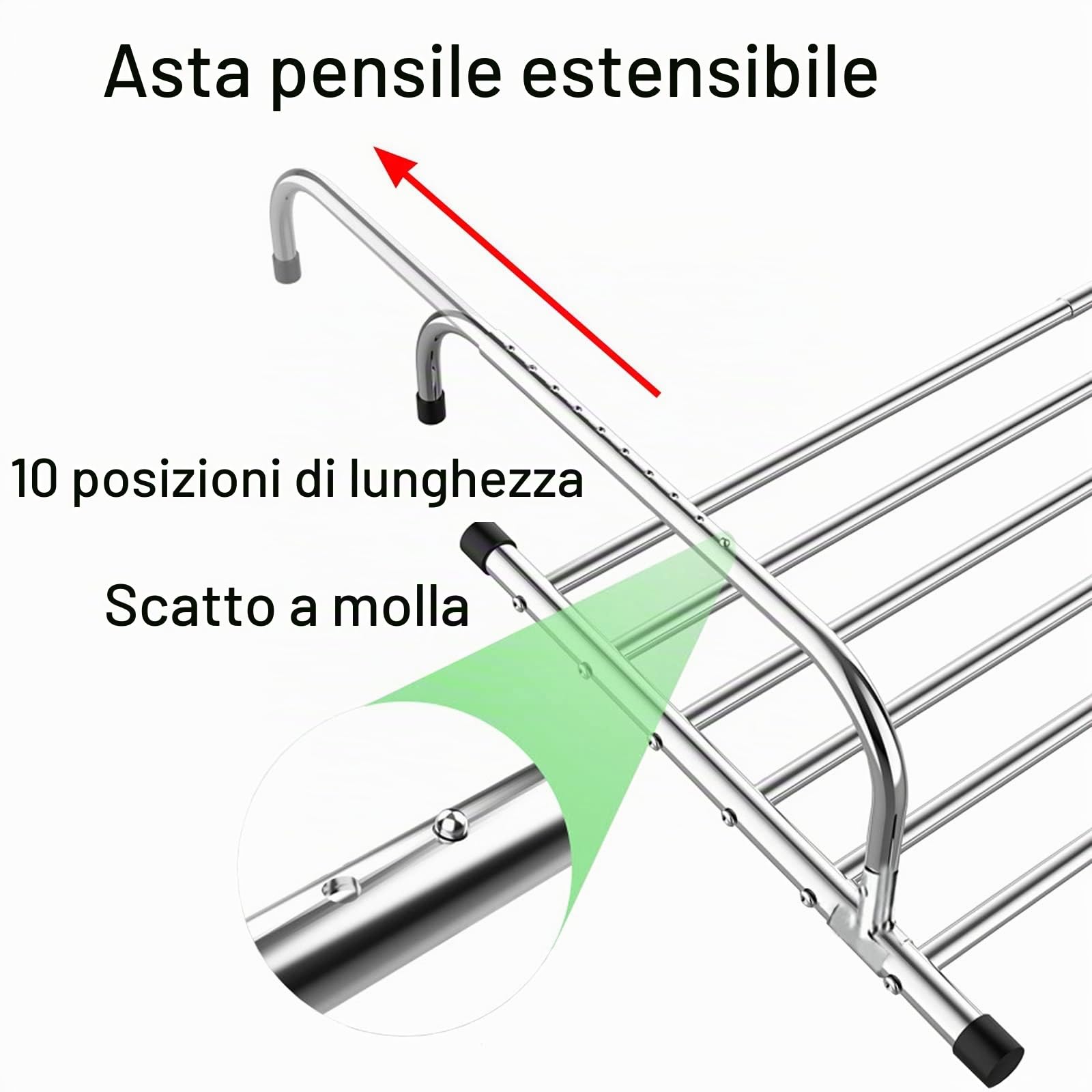 Stendibiancheria da Telescopico Stendino Pieghevole Salvaspazio Multifunzionale Stendibiancheria Salvaspazio, Stendibiancheria in Acciaio Inox per Interno Esterno Portafiori