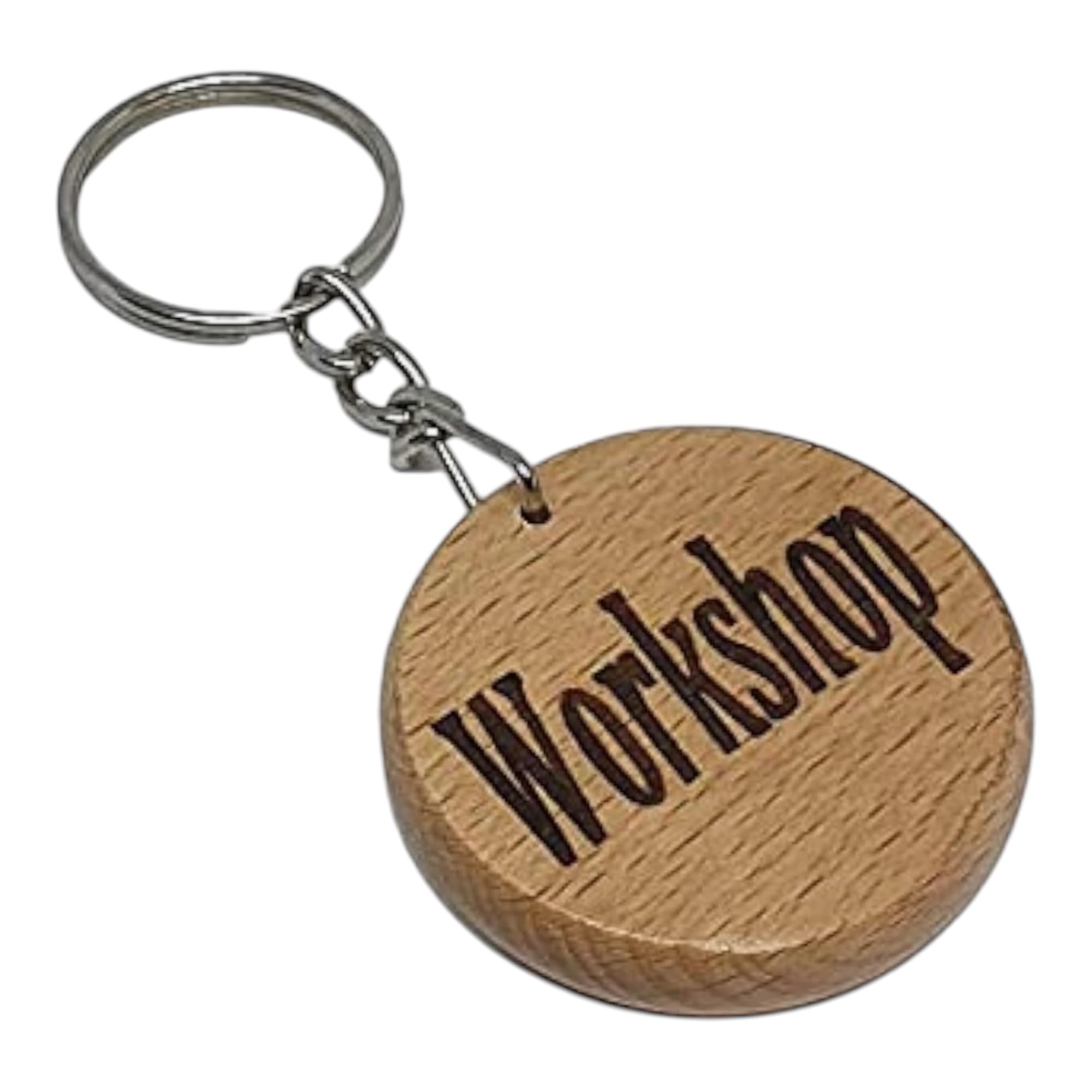S M Gift Shop Brown Workshop Engraved Wooden Keyring Keychain Key Tag Fob