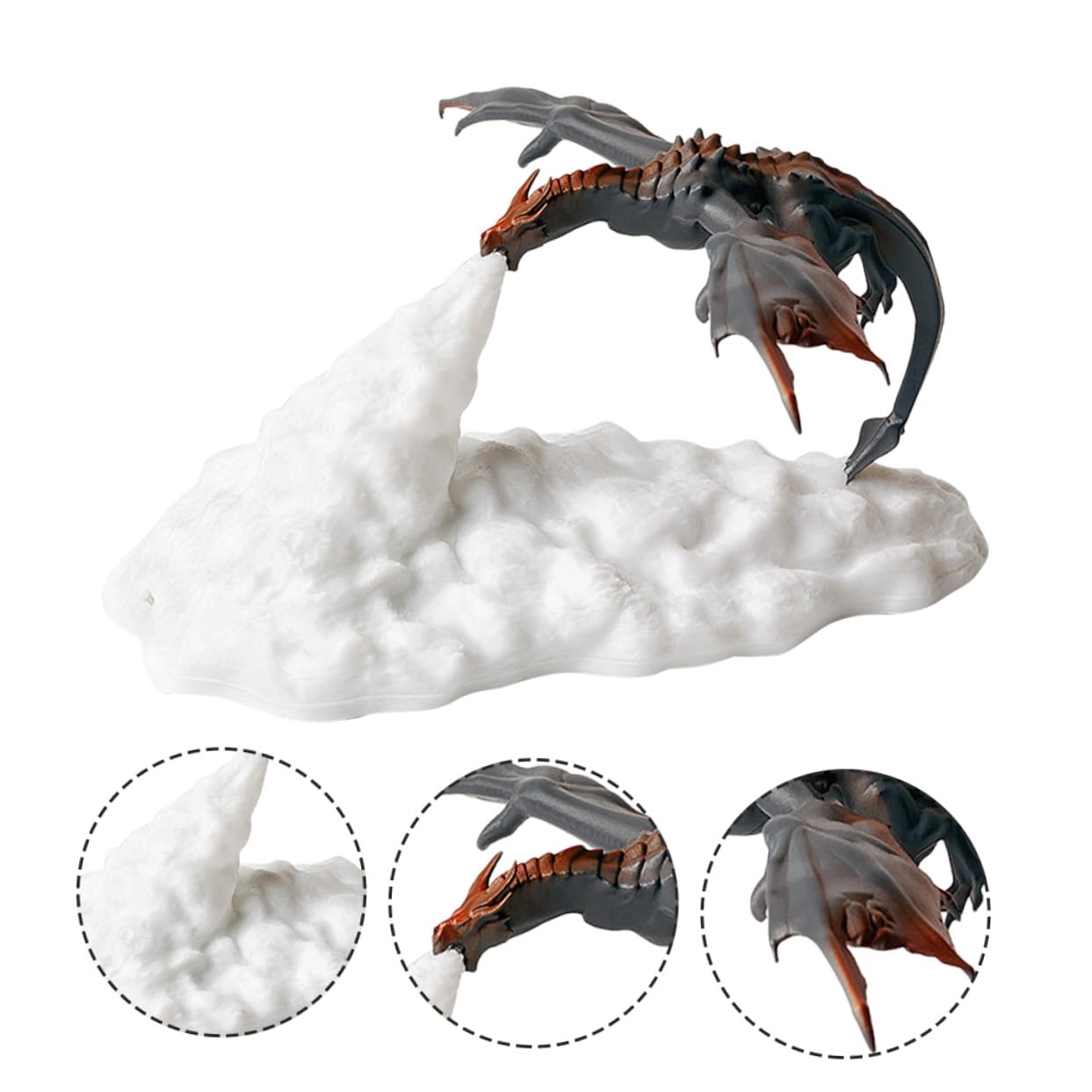 Lampe 3D Dragon Cracheur de Feu LED, Veilleuse Tactile Rechargeable USB