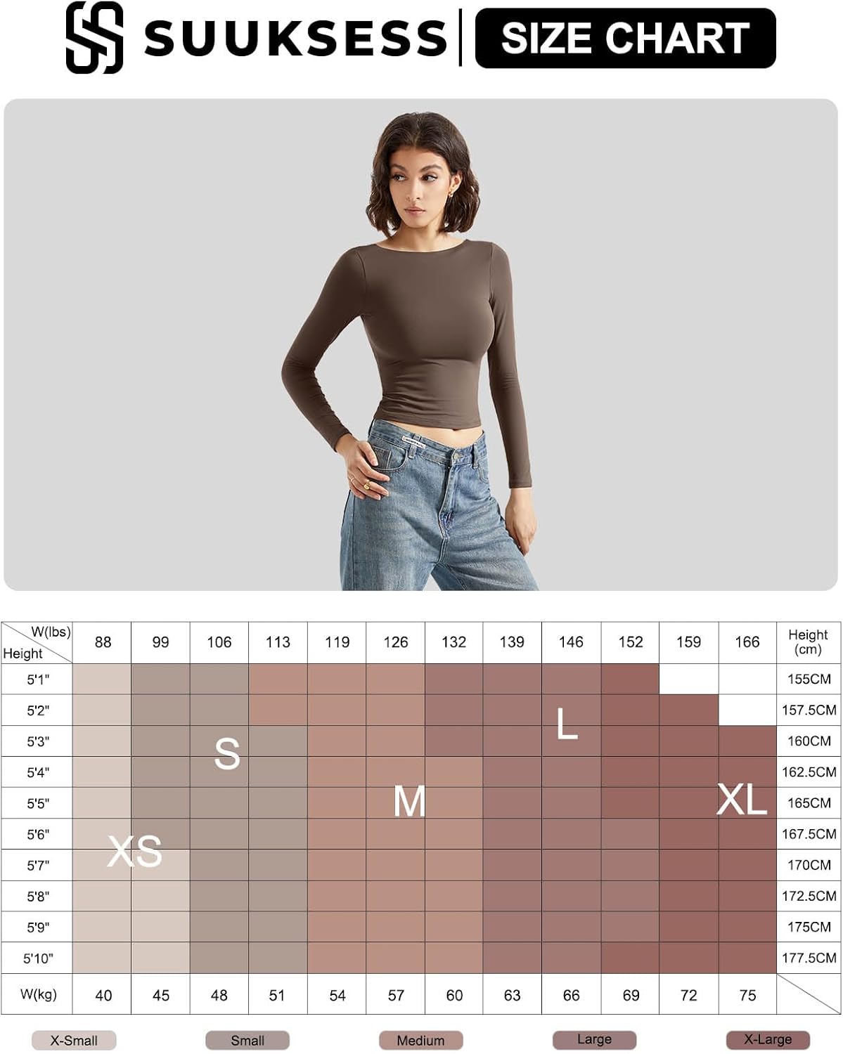 SUUKSESS Women Backless Going Out Tops Double Lined Open Back Basic Long Sleeve - Image 7